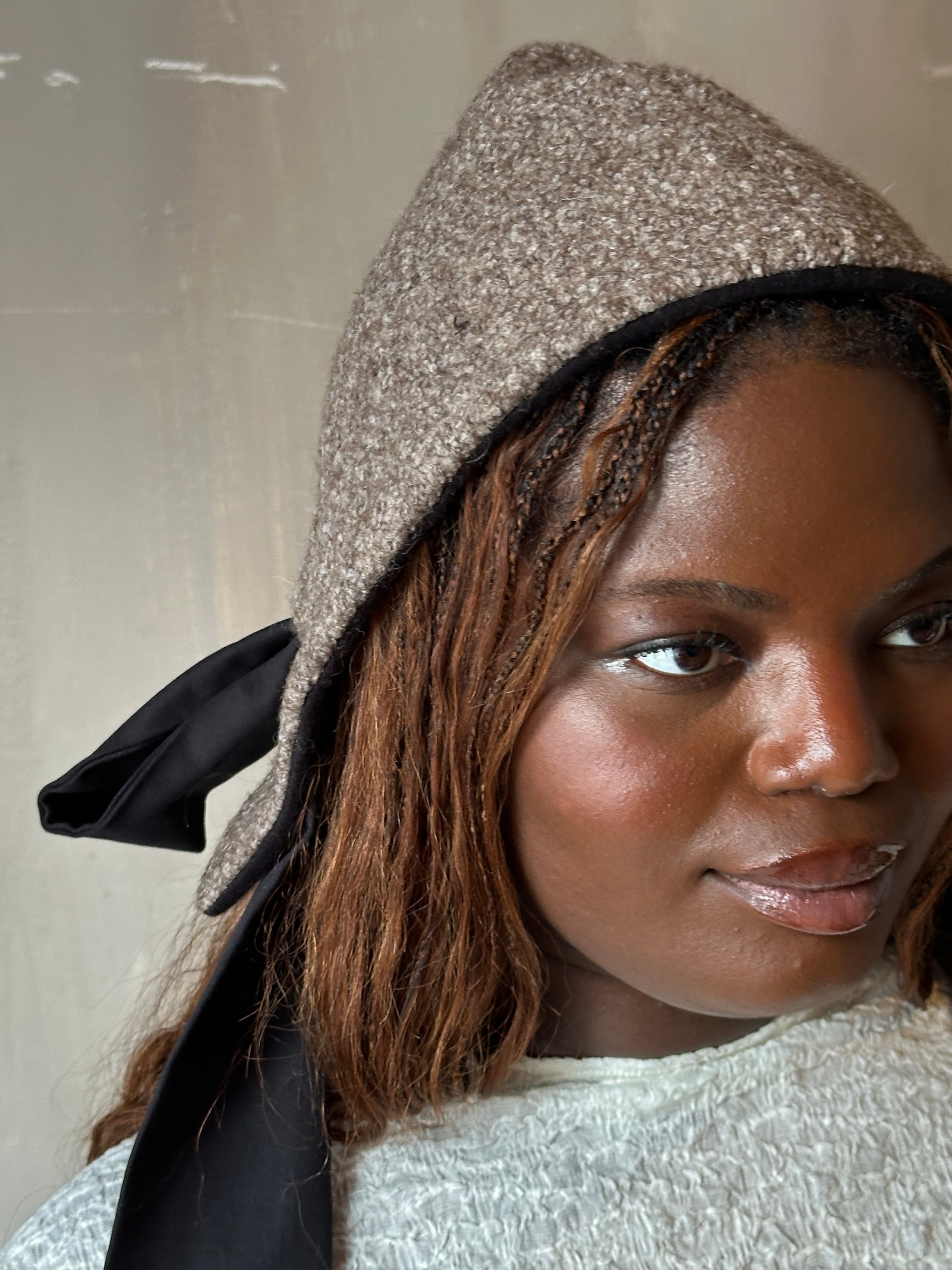 Winter '26: Spangenhelm Bonnet in Oatmeal Boiled Wool Pre-Order)