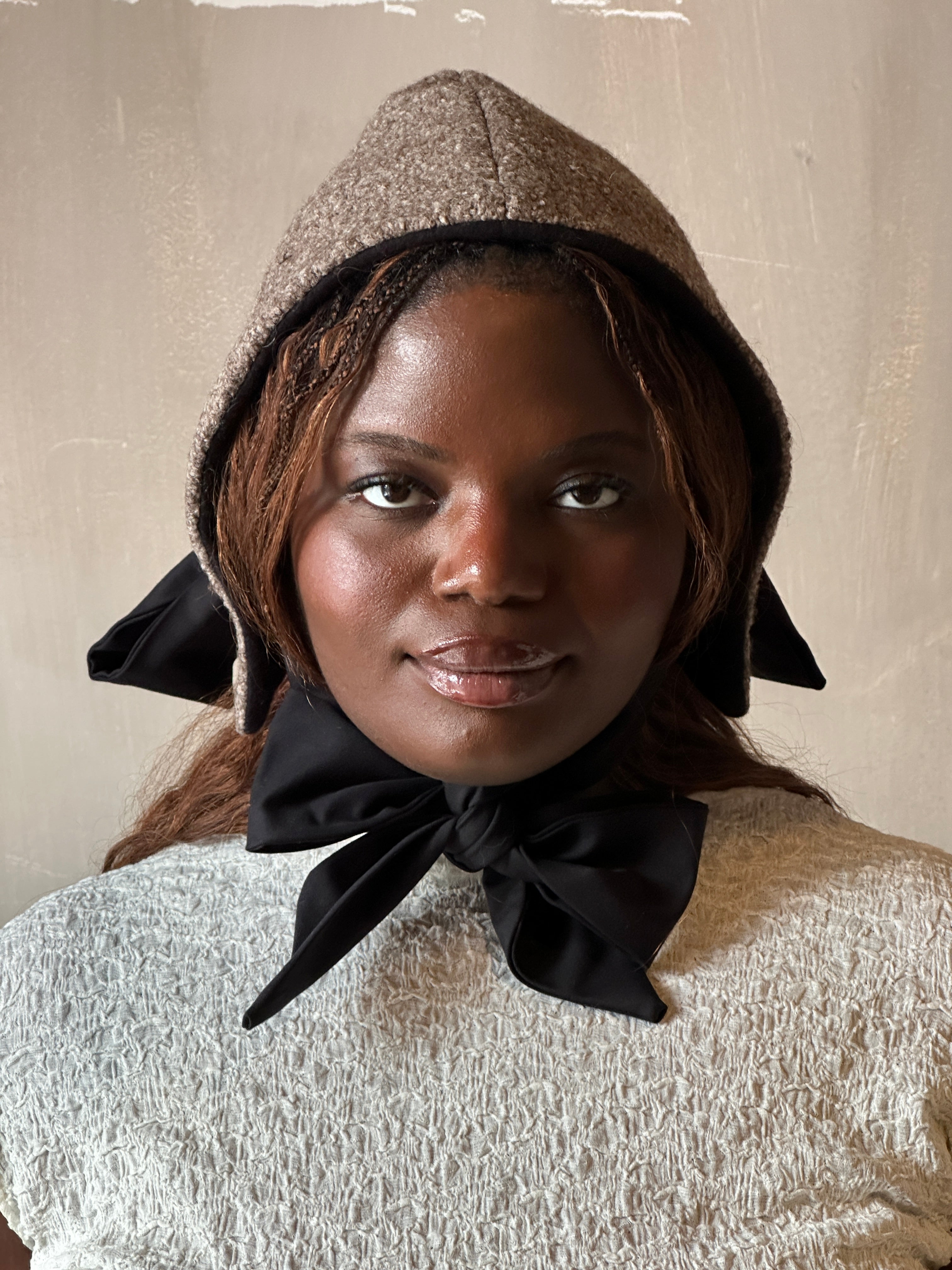 Winter '26: Spangenhelm Bonnet in Oatmeal Boiled Wool Pre-Order)