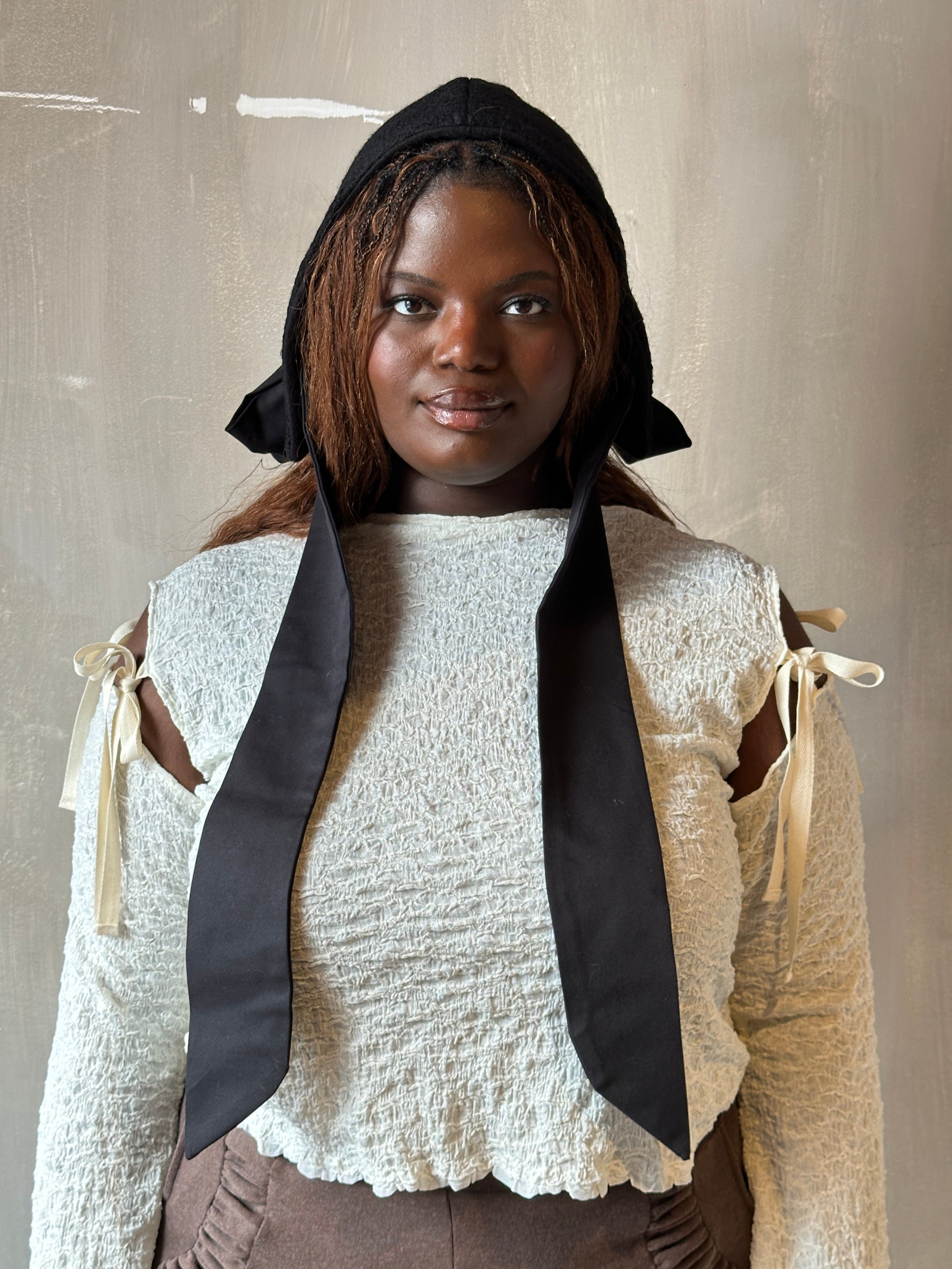 Winter '26: Spangenhelm Bonnet in Black Boiled Wool (Pre-Order)