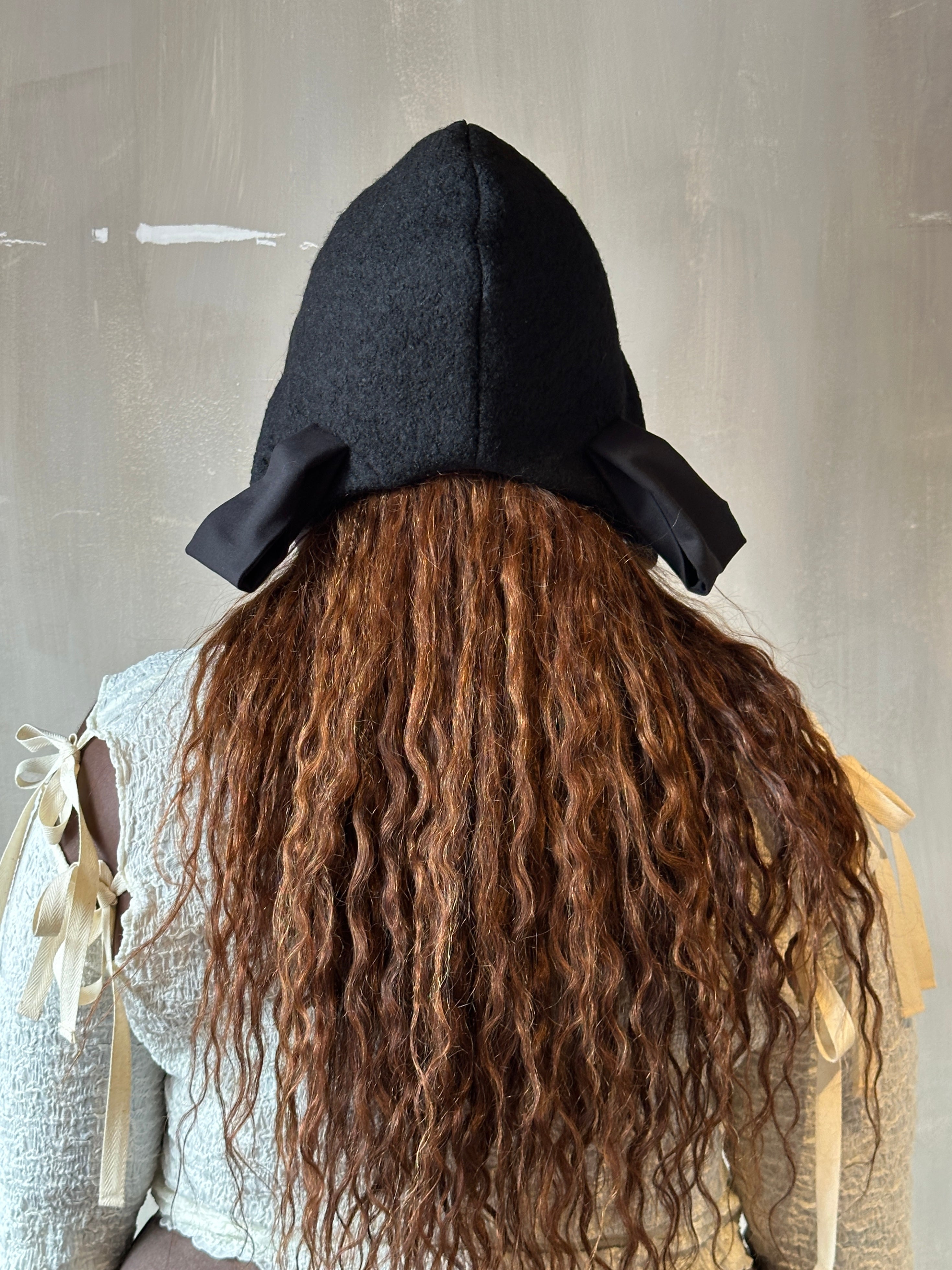 Winter '26: Spangenhelm Bonnet in Black Boiled Wool (Pre-Order)