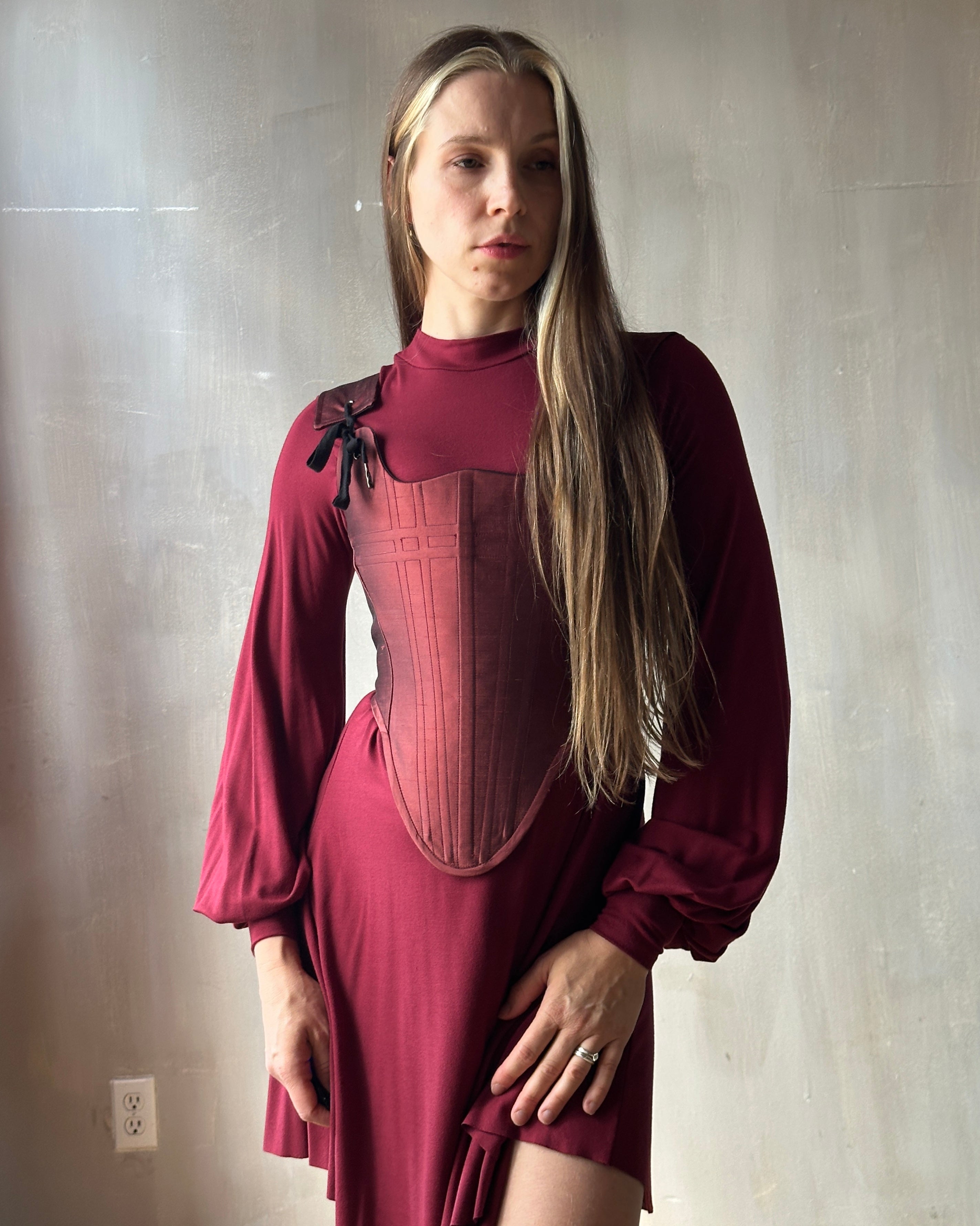 Sample Sale:  Stays in Dried Blood Silk Damask (SizeI & IV)