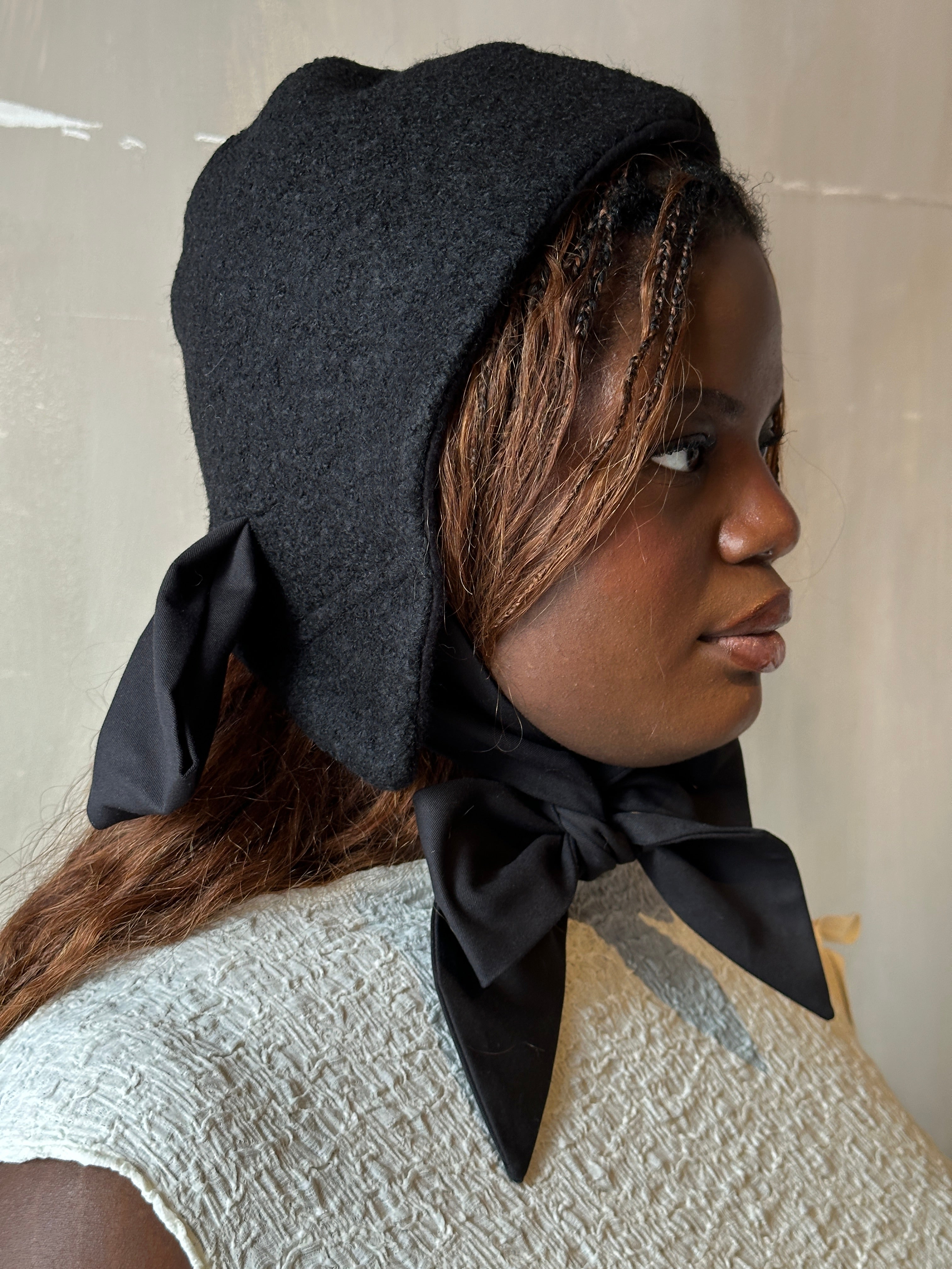 Winter '26: Spangenhelm Bonnet in Black Boiled Wool (Pre-Order)