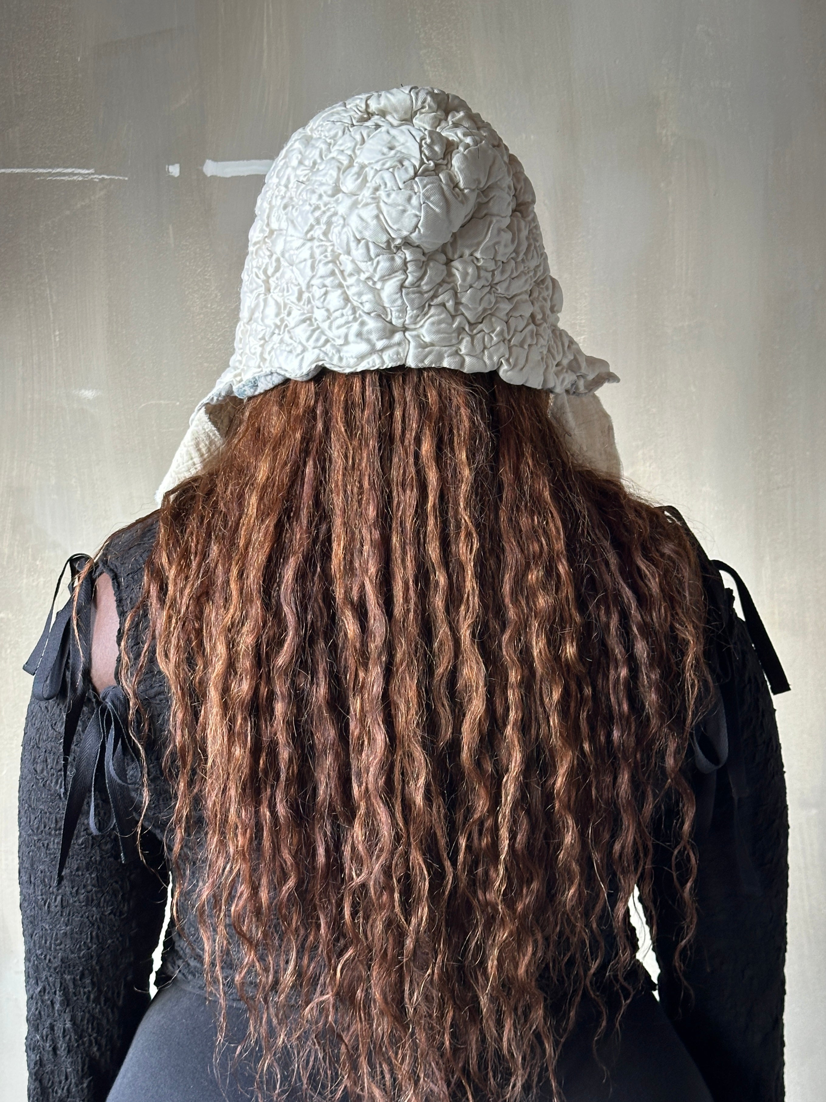 Winter 26: Ivory Silk Chaos-Quilted Bonnet (Pre-Order)
