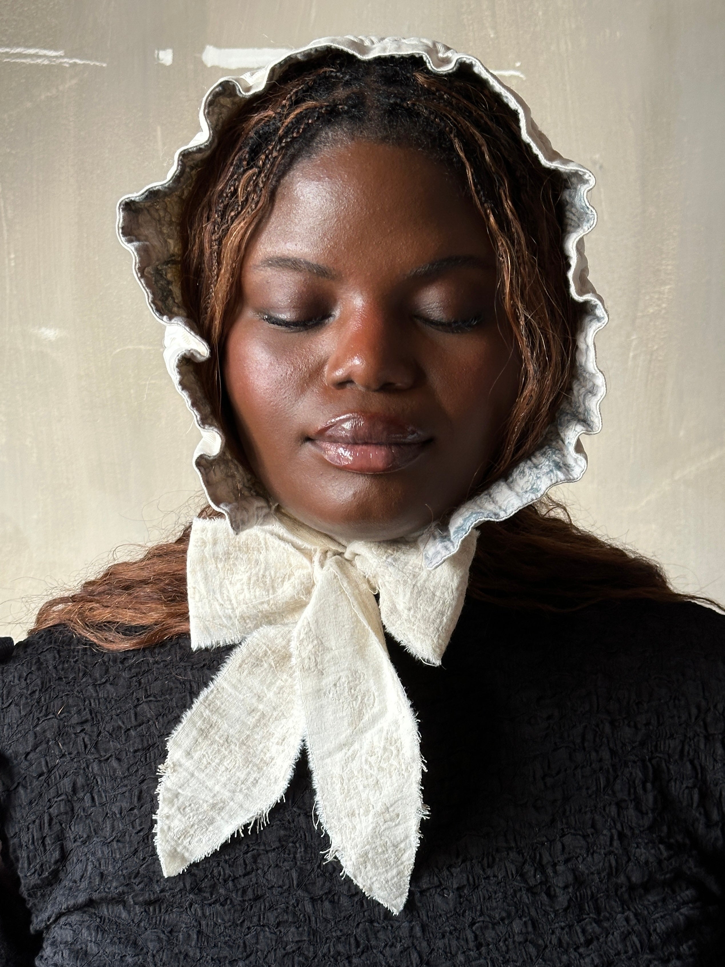 Winter 26: Ivory Silk Chaos-Quilted Bonnet (Pre-Order)