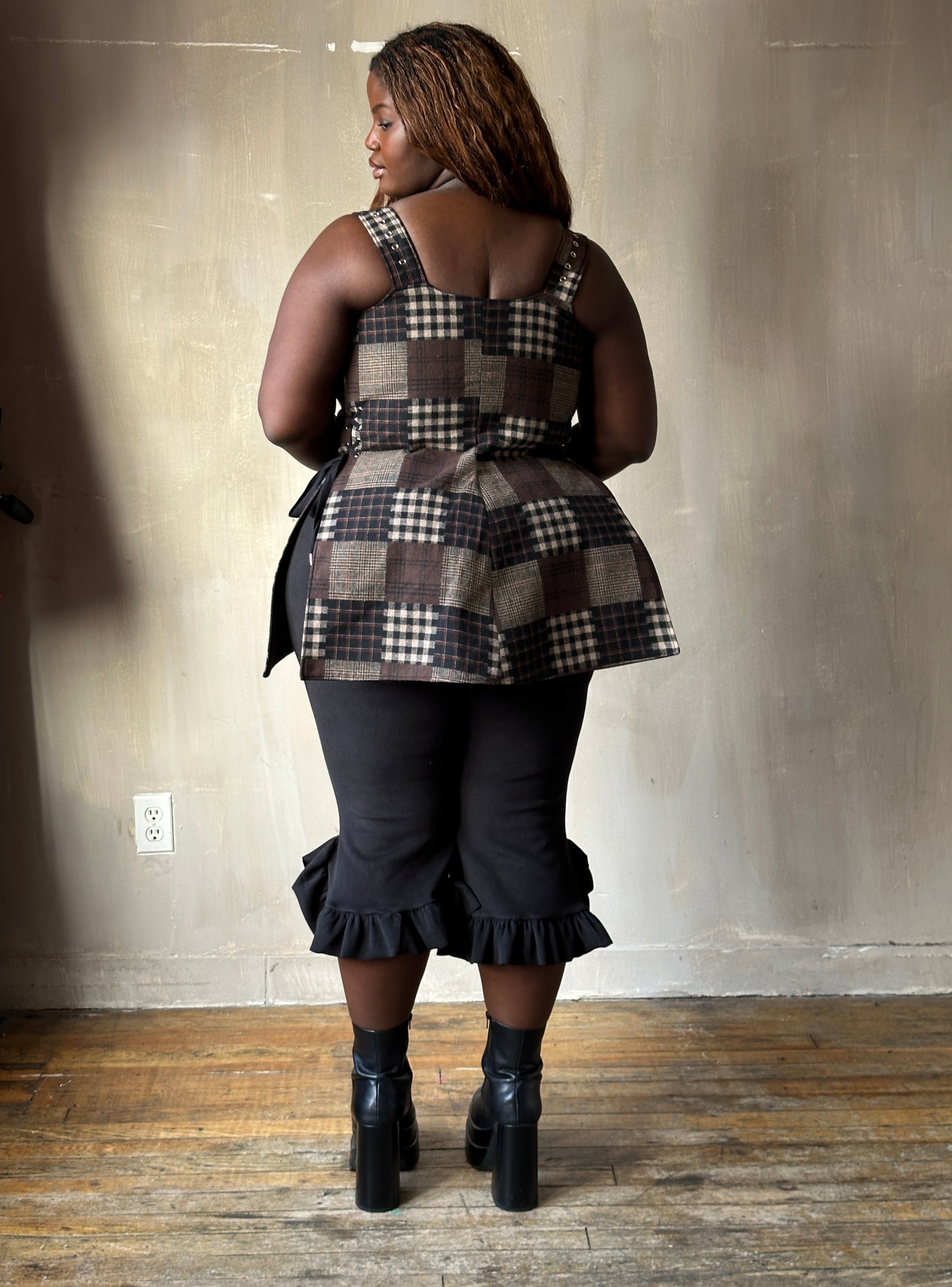 Winter '26: Pinafore Corset Vest in Plaid Patchwork Cotton (In Stock)