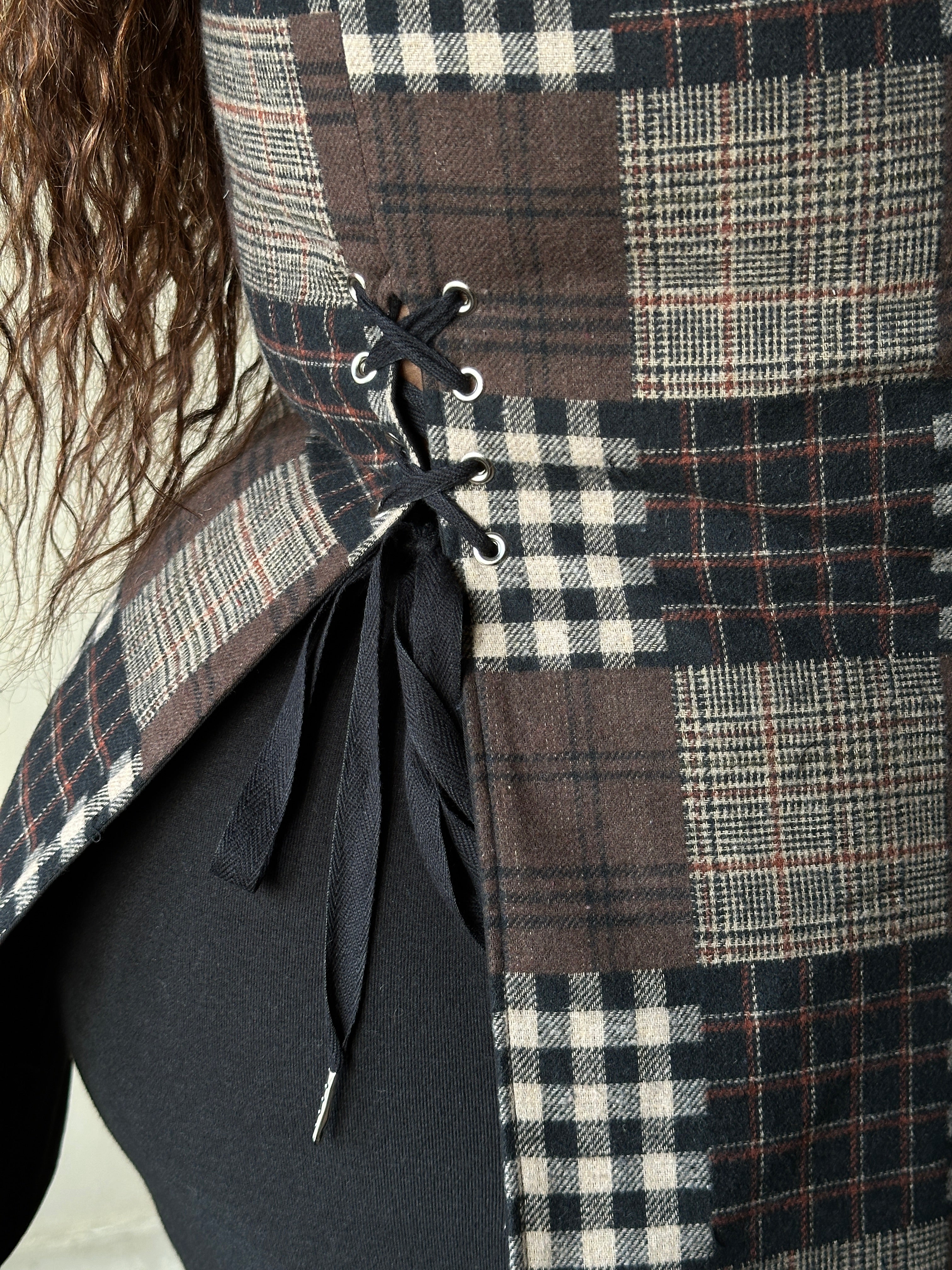 Winter '26: Pinafore Corset Vest in Plaid Patchwork Cotton (In Stock)
