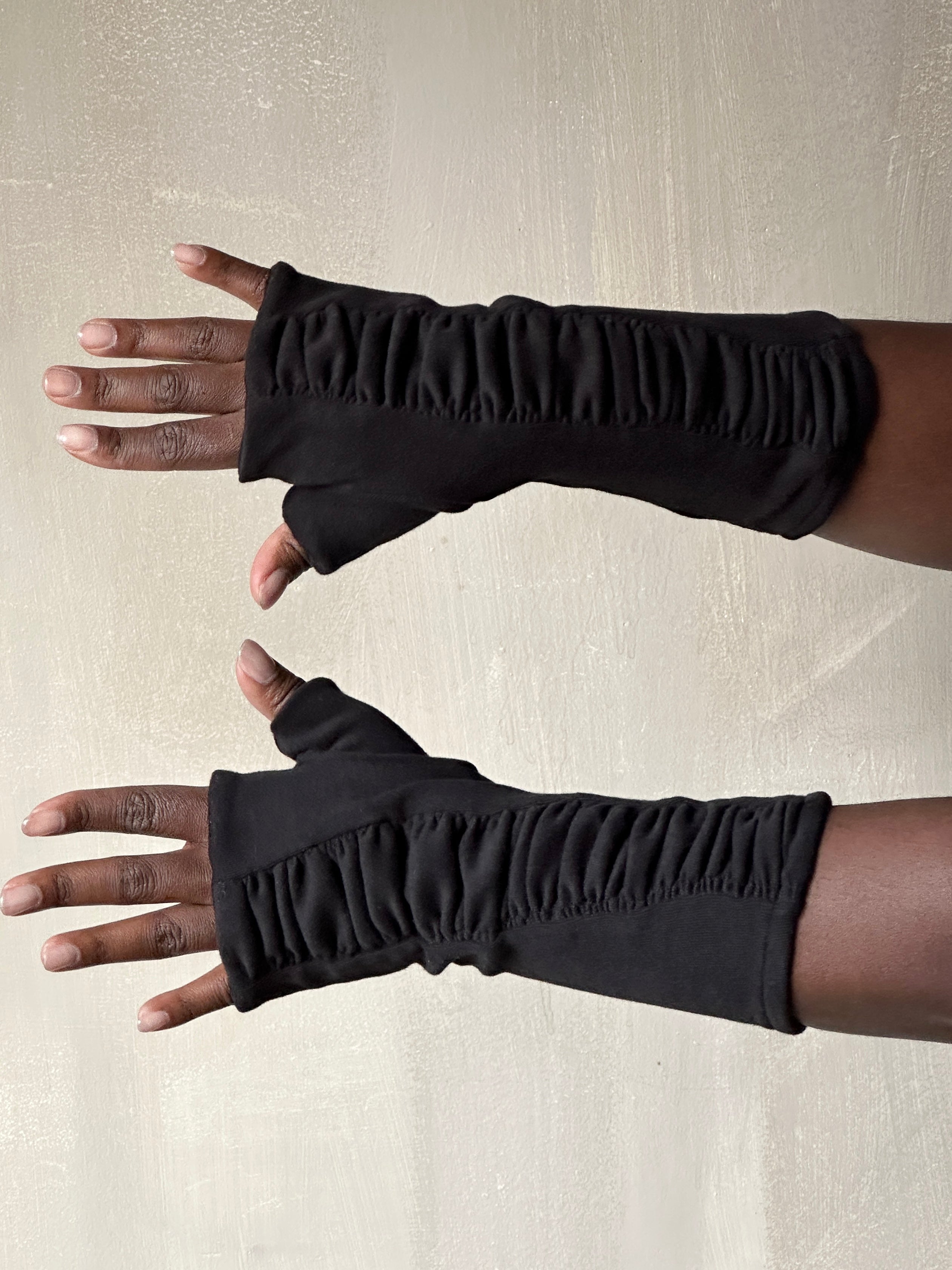 Winter '26 Fingerless Armwarmers in Black Brushed Fleece (Pre-Order)