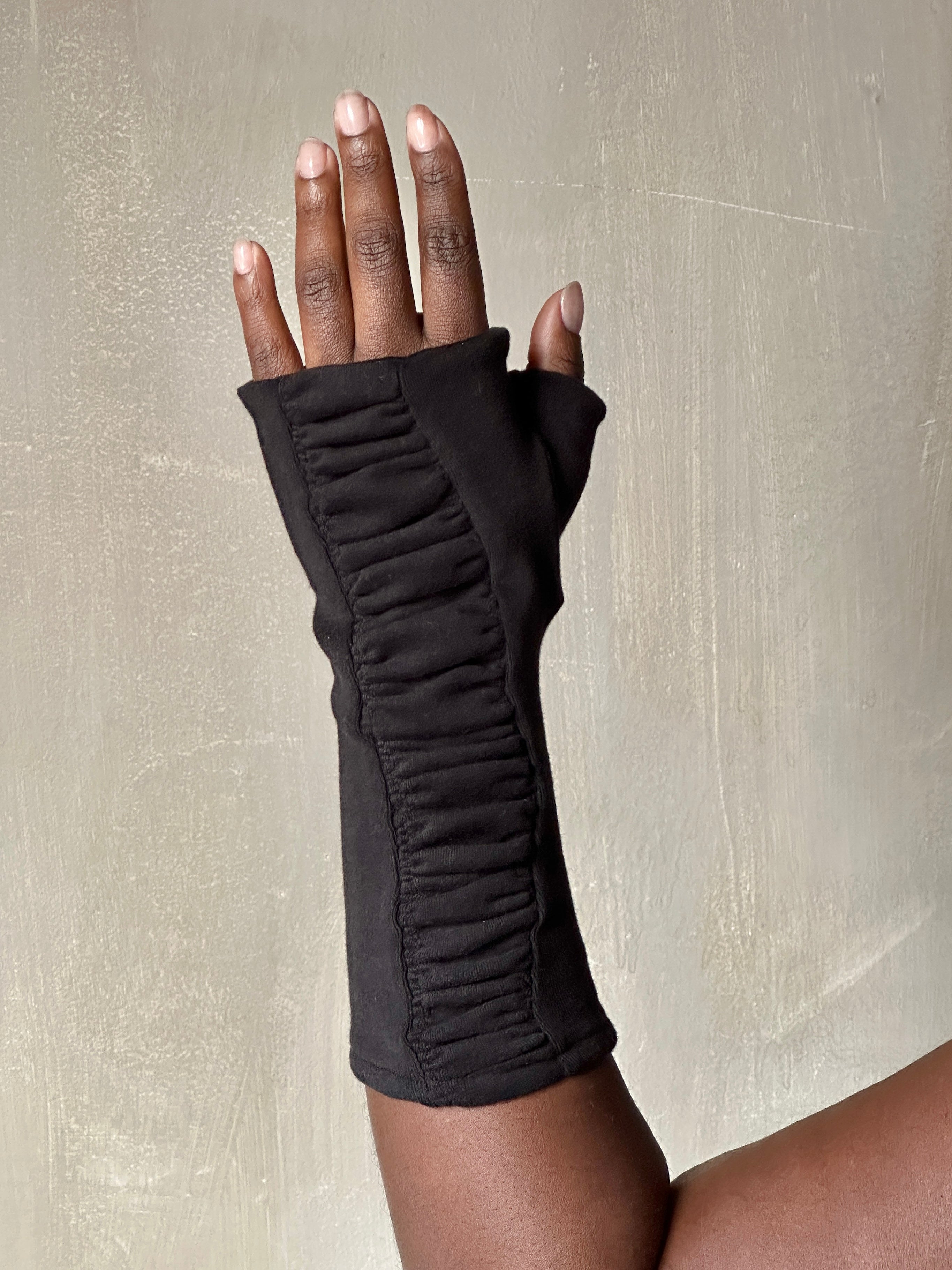 Winter '26 Fingerless Armwarmers in Black Brushed Fleece (Pre-Order)