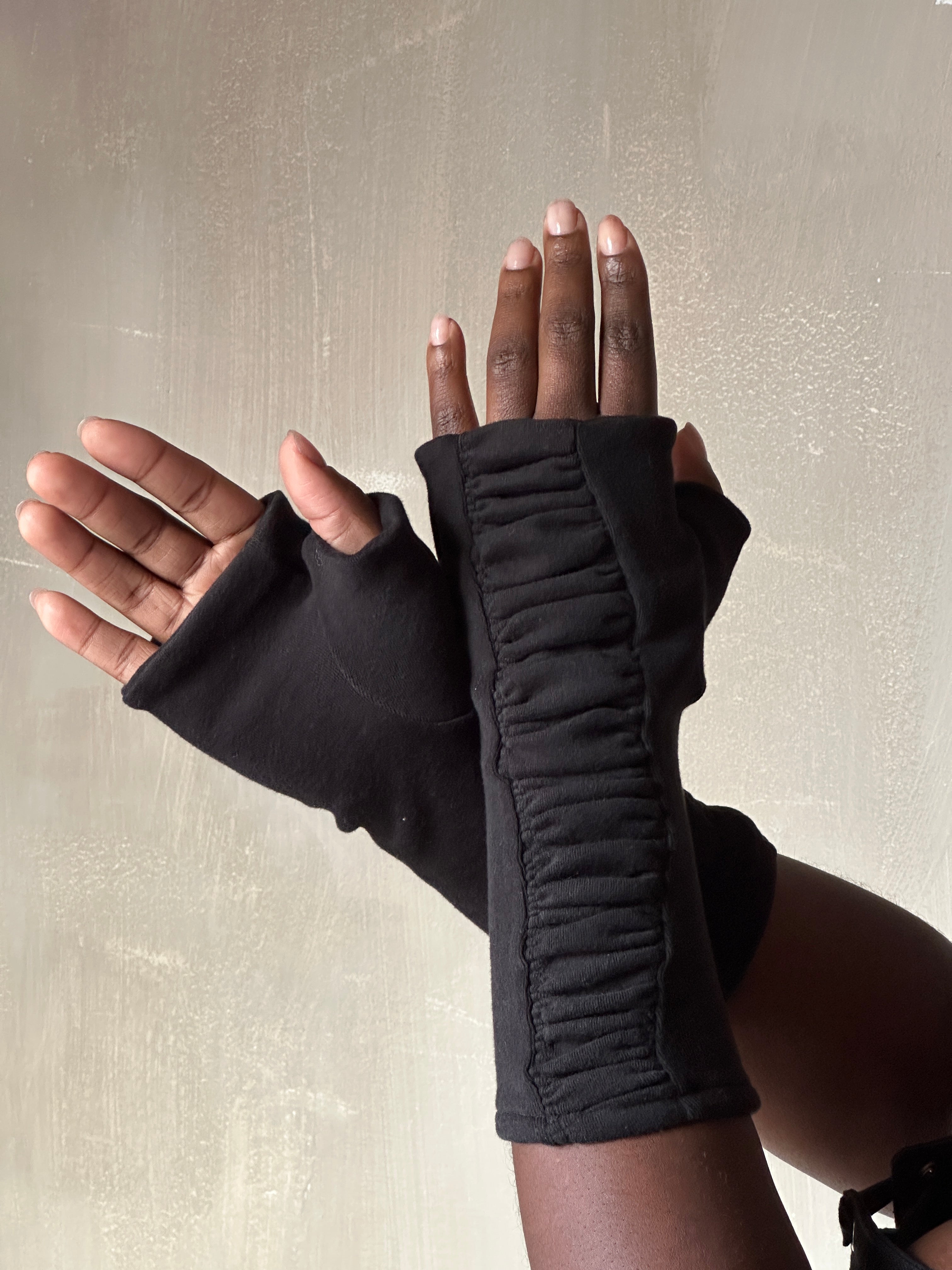 Winter '26 Fingerless Armwarmers in Black Brushed Fleece (Pre-Order)