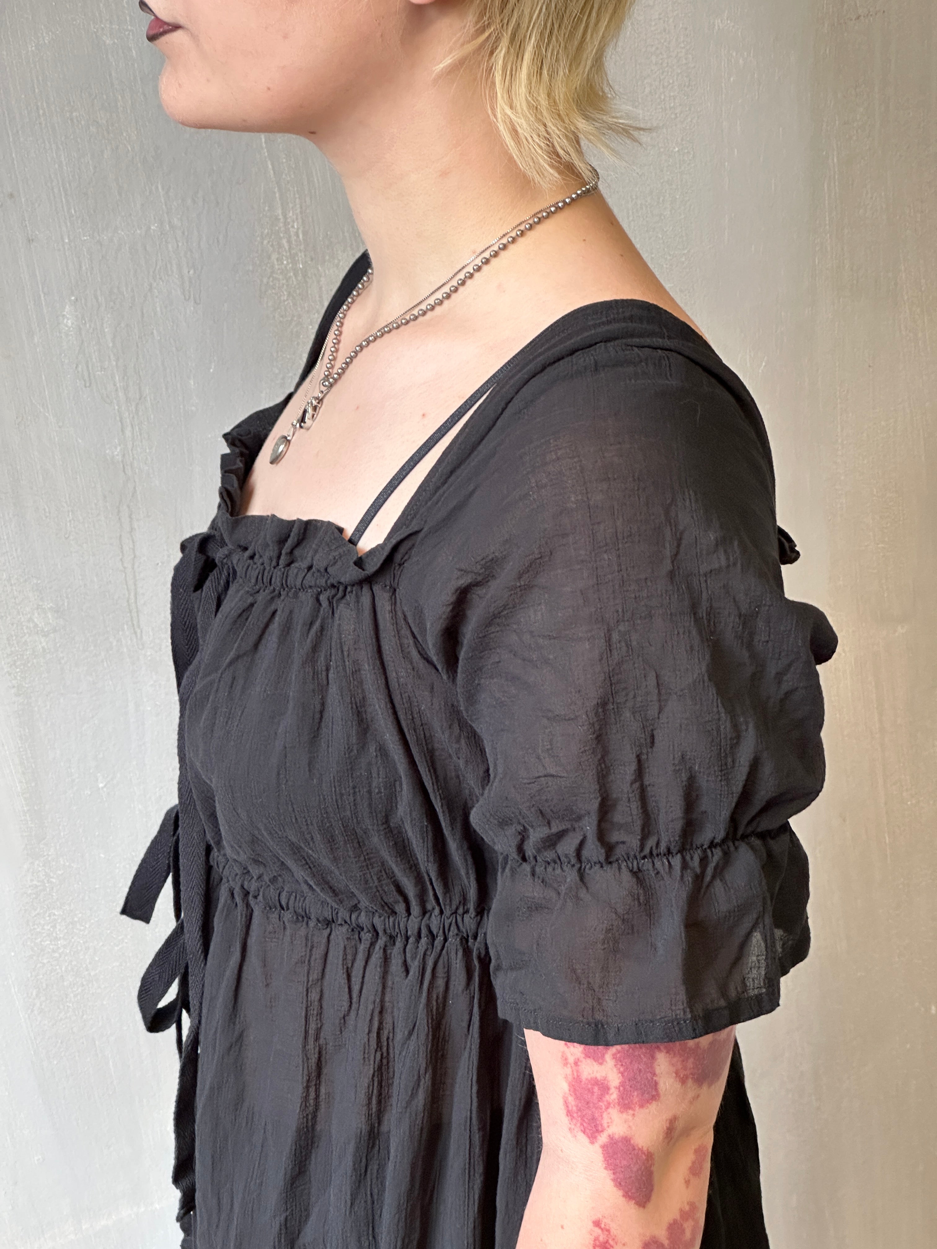 Sample Sale: Chemise de la Reine Duster in Black Voile (Size I)