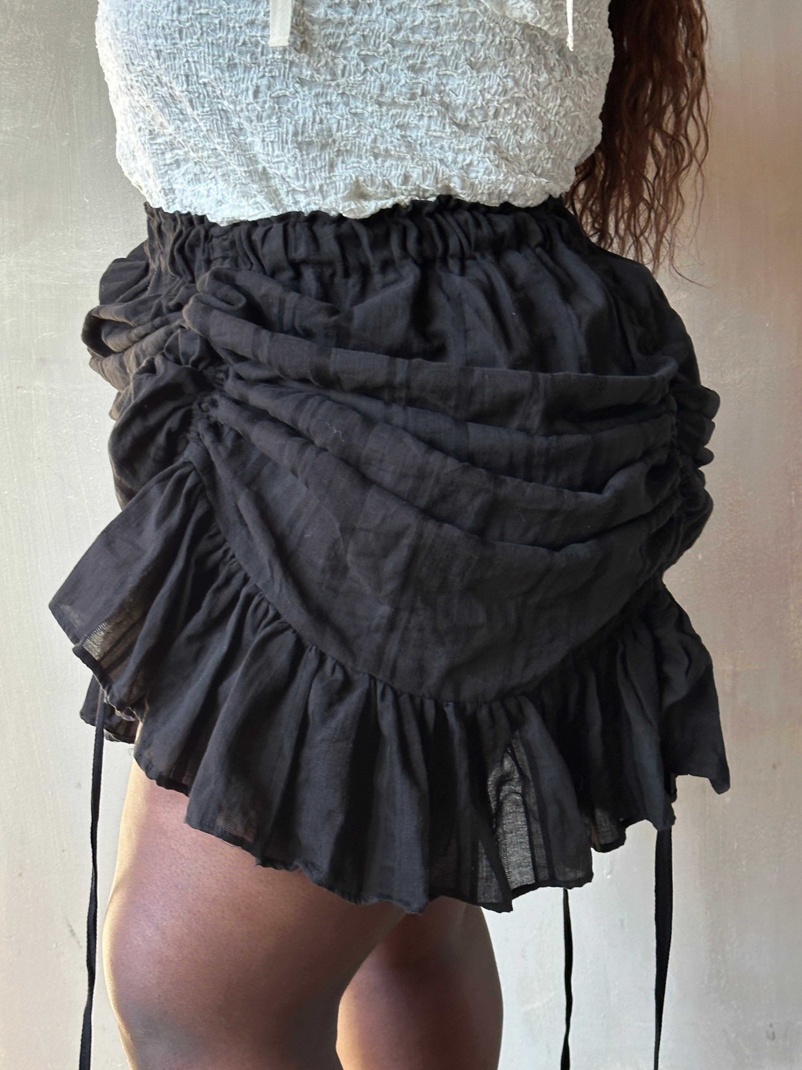 Winter '26: Drawstring Petticoat Skirt in Black Jacquard Stripe (Pre-Order)