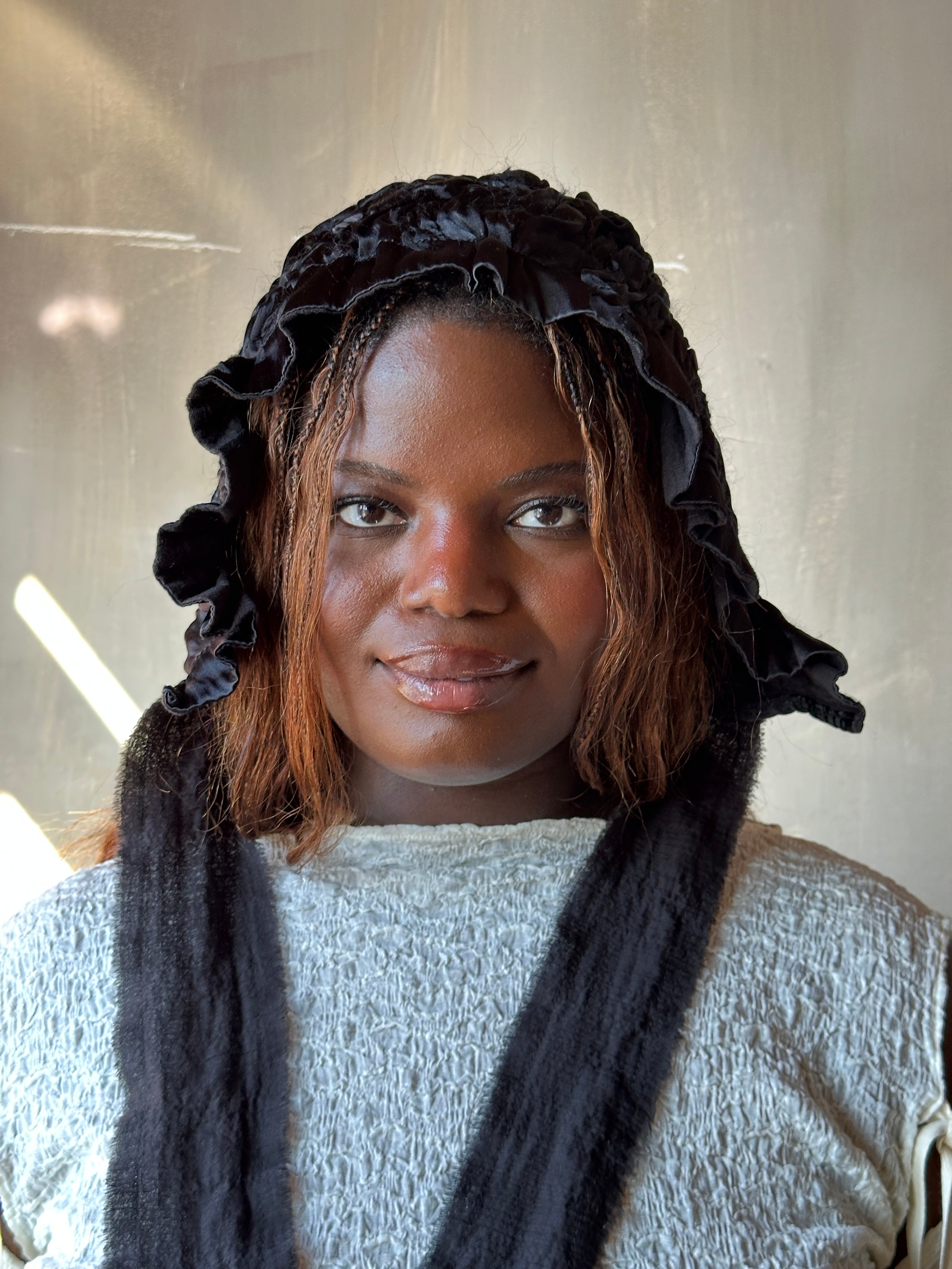 Winter 26: Black Silk Chaos-Quilted Bonnet (Pre-Order)