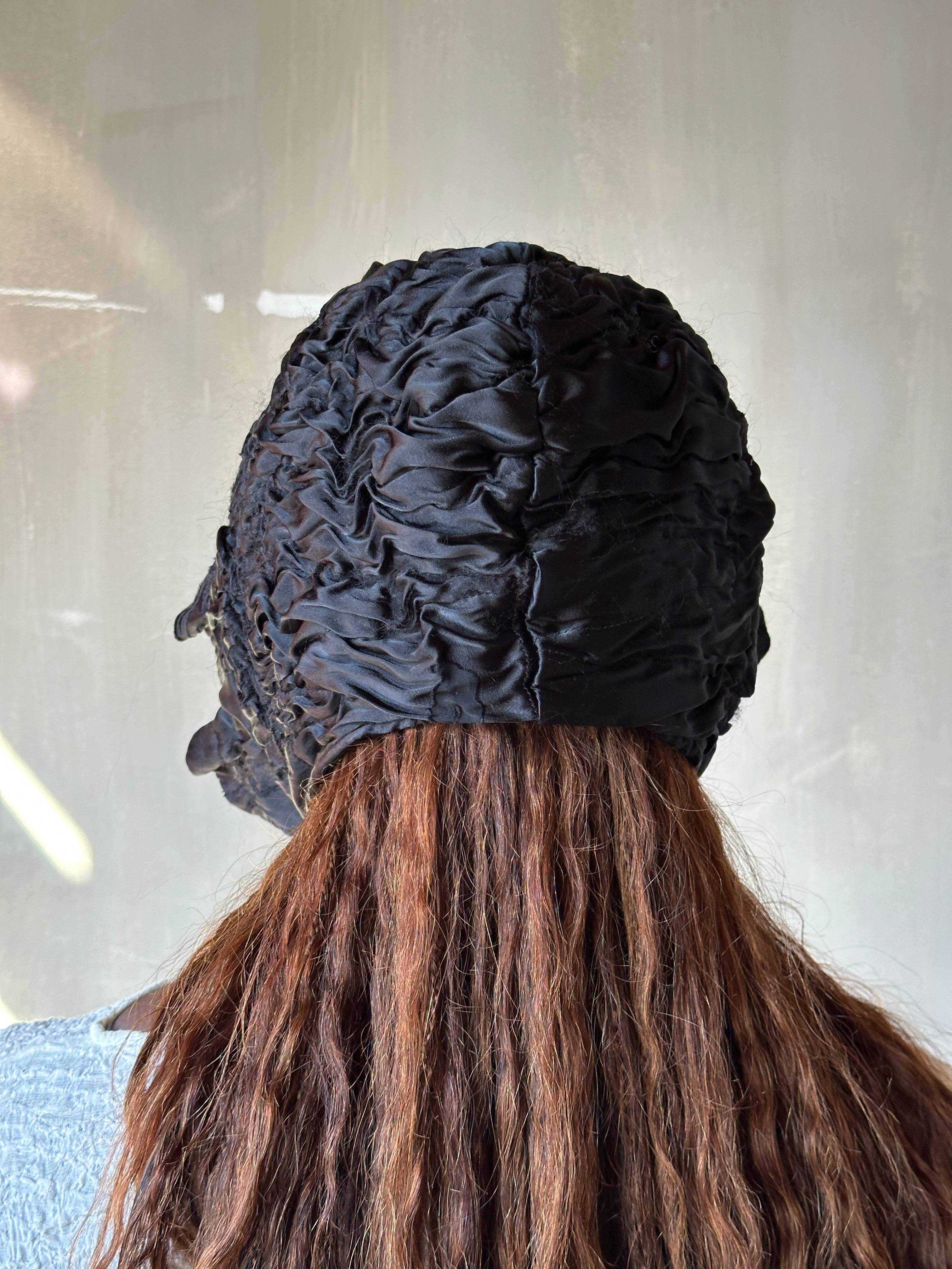 Winter 26: Black Silk Chaos-Quilted Bonnet (Pre-Order)