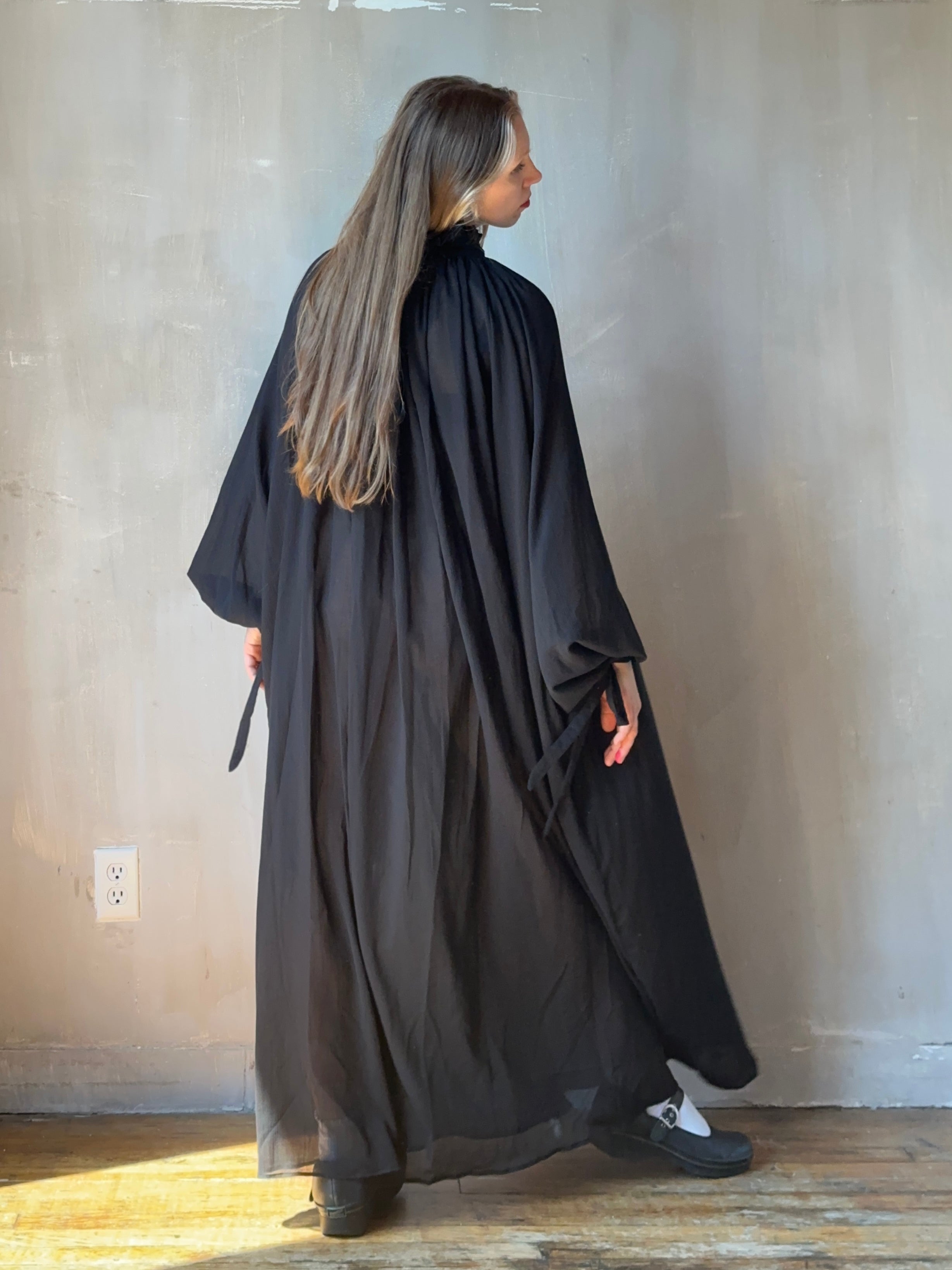 Ultra Maxi Baudelaire Chemise in Black Cotton Gauze (Pre-Order)