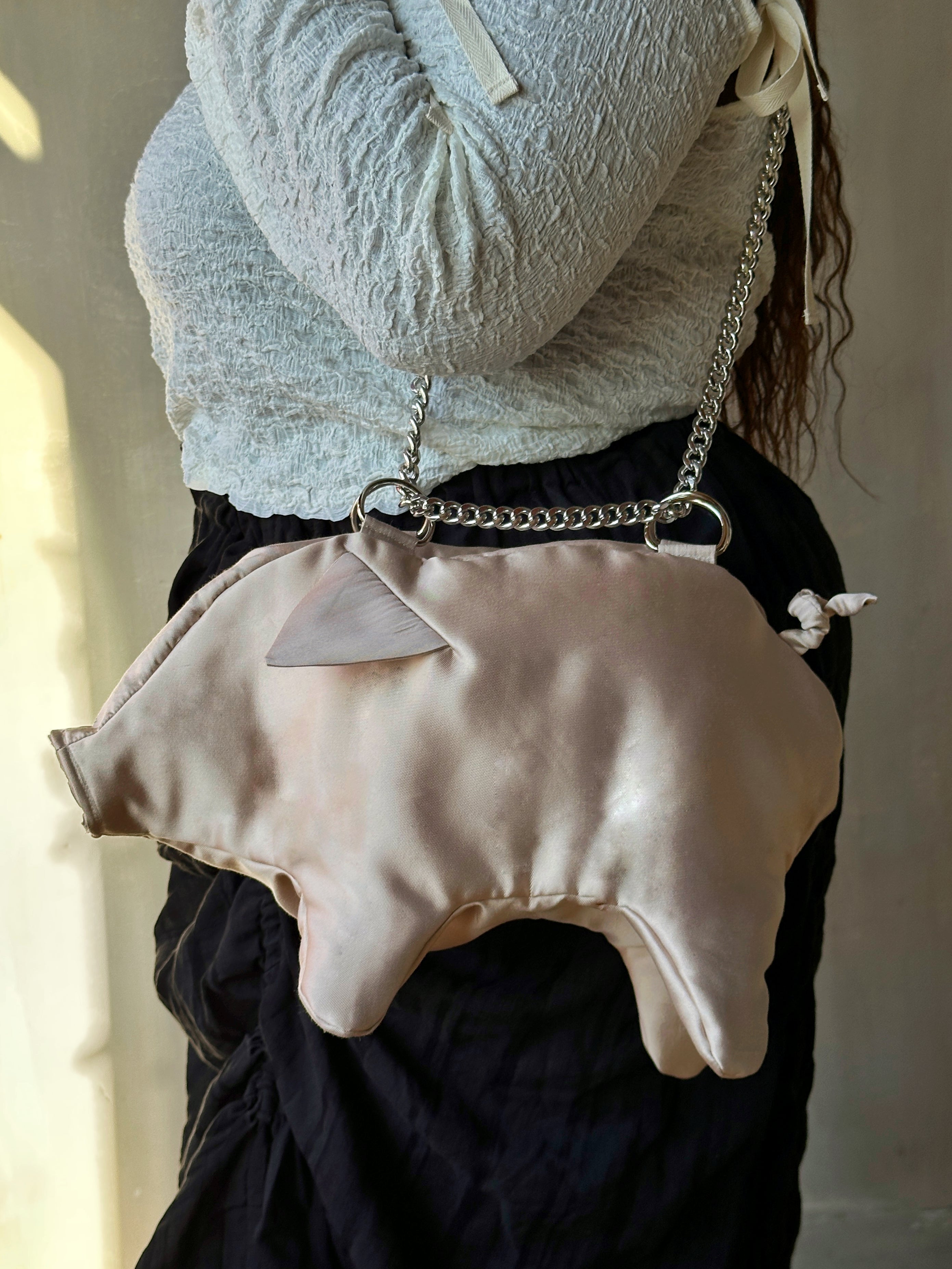 Winter '26: "Peggy" the Plush Pig Purse in Champagne Silk (Pre-Order)