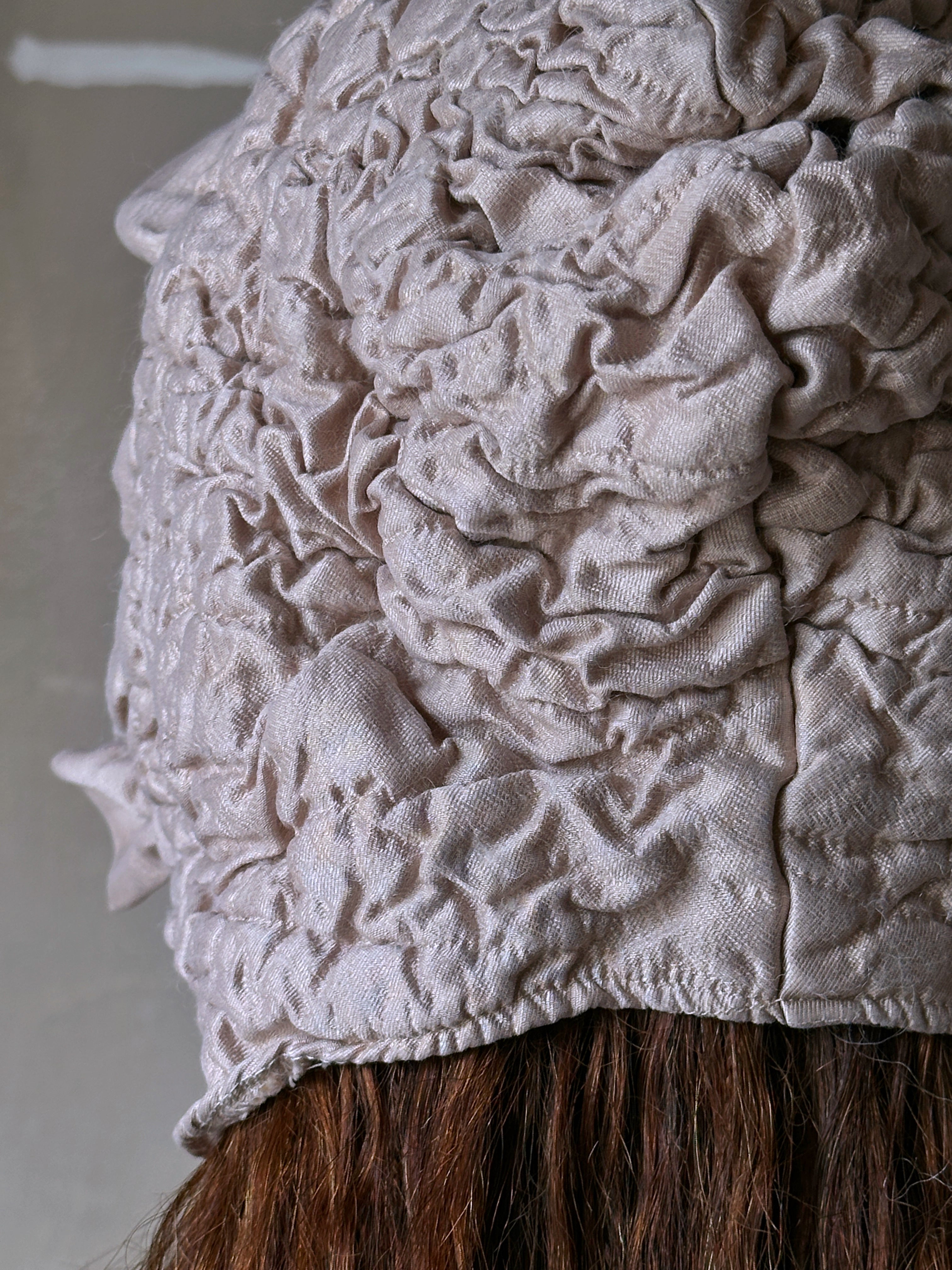 Winter '26: Champagne Silk Chaos-Quilted Bonnet (Pre-Order)