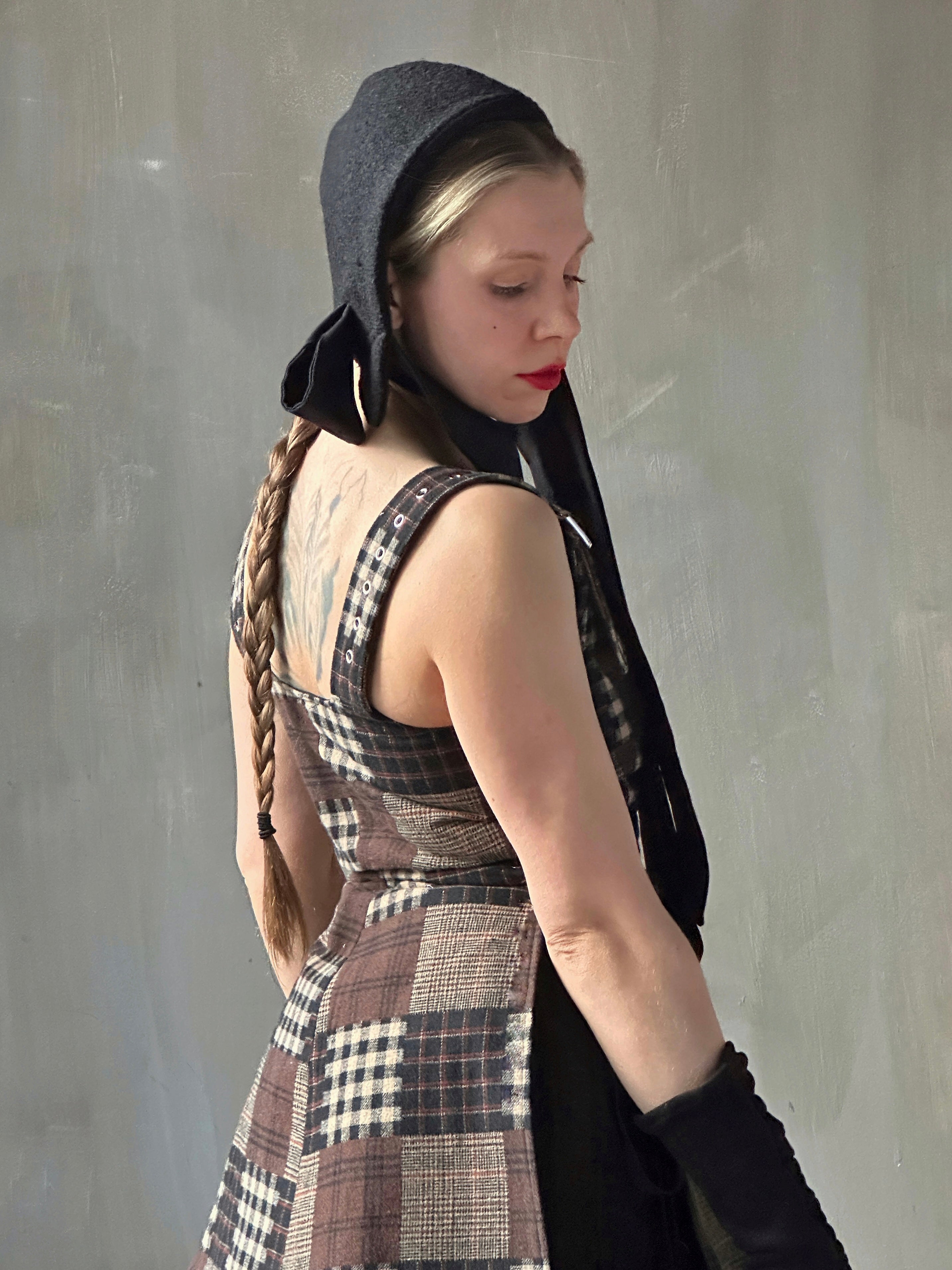 Winter '26: Spangenhelm Bonnet in Black Boiled Wool (Pre-Order)