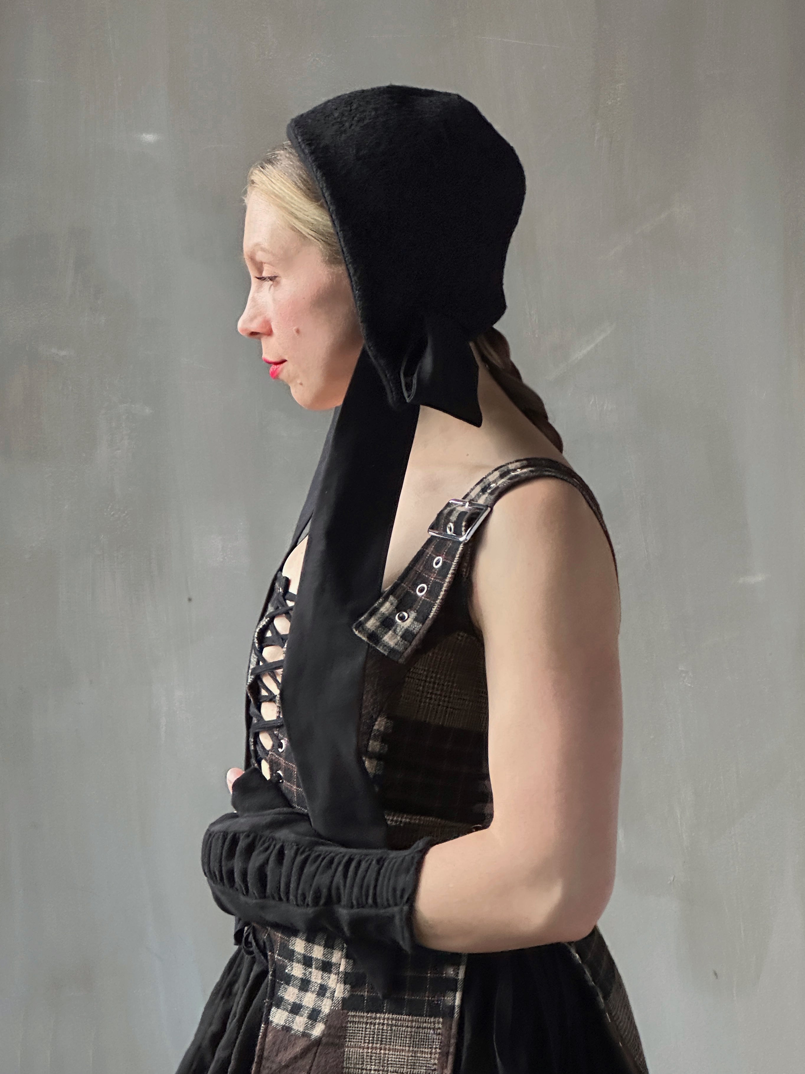 Winter '26: Spangenhelm Bonnet in Black Boiled Wool (Pre-Order)