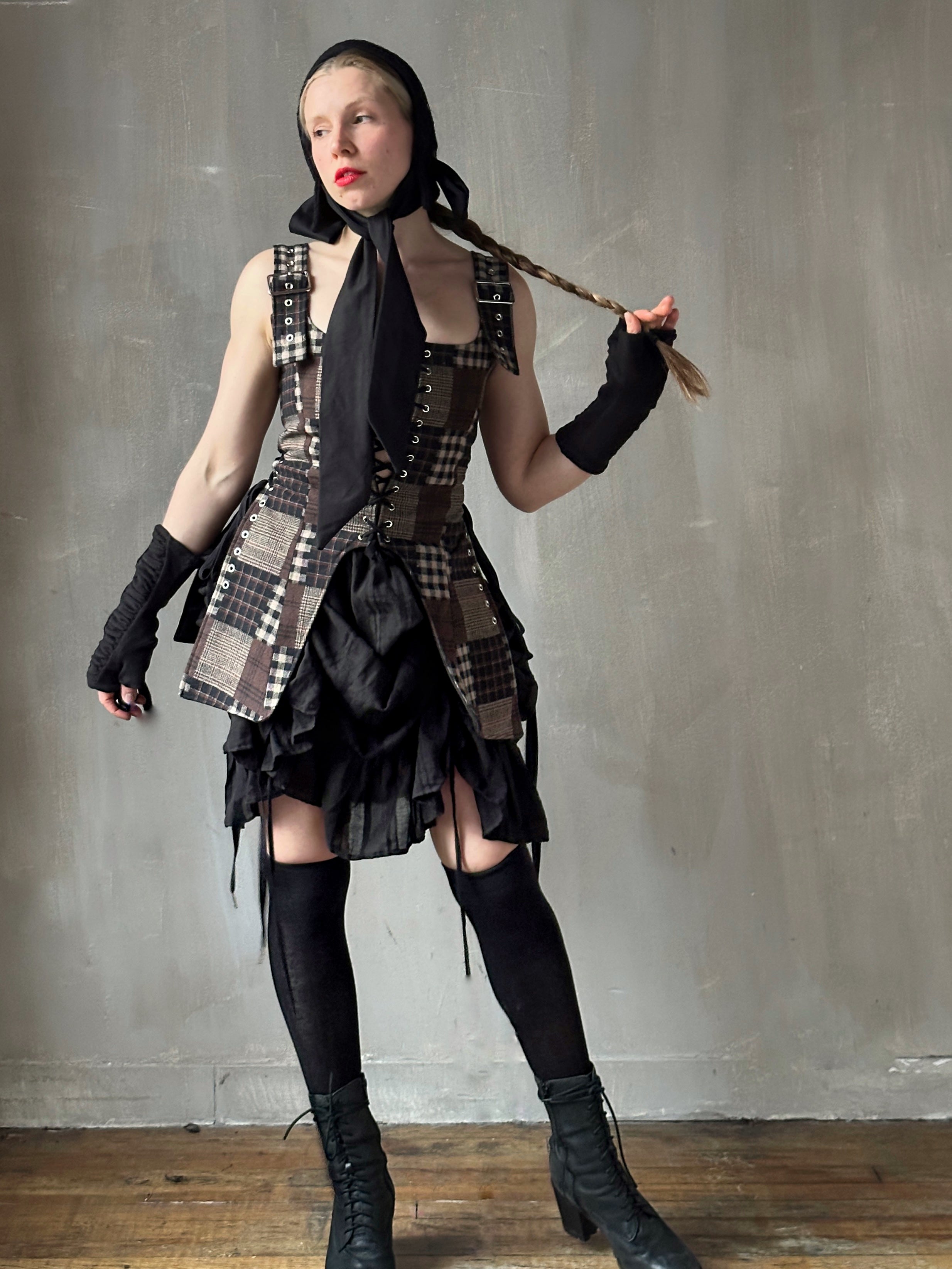 Winter '26: Drawstring Petticoat Skirt in Black Jacquard Stripe (Pre-Order)