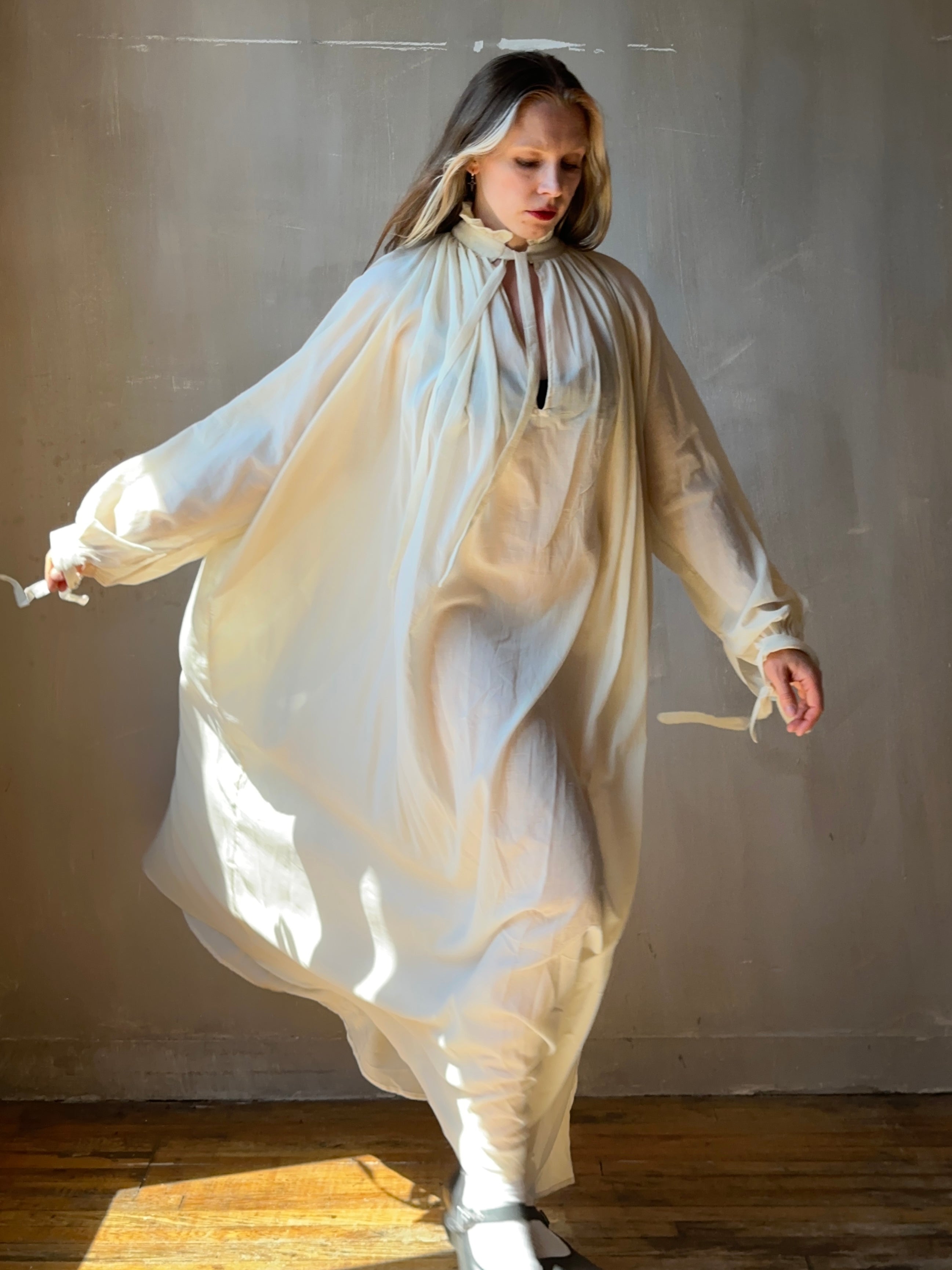 Ultra Maxi Baudelaire Chemise in Parchment Cotton Gauze (Pre-Order)