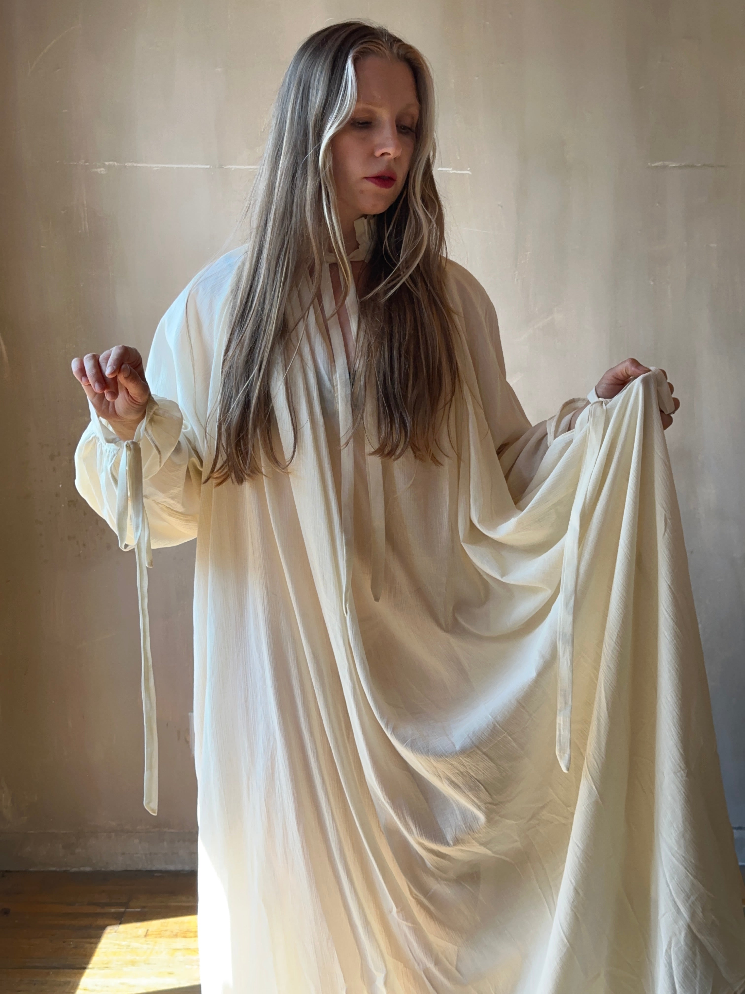 Ultra Maxi Baudelaire Chemise in Parchment Cotton Gauze (Pre-Order)