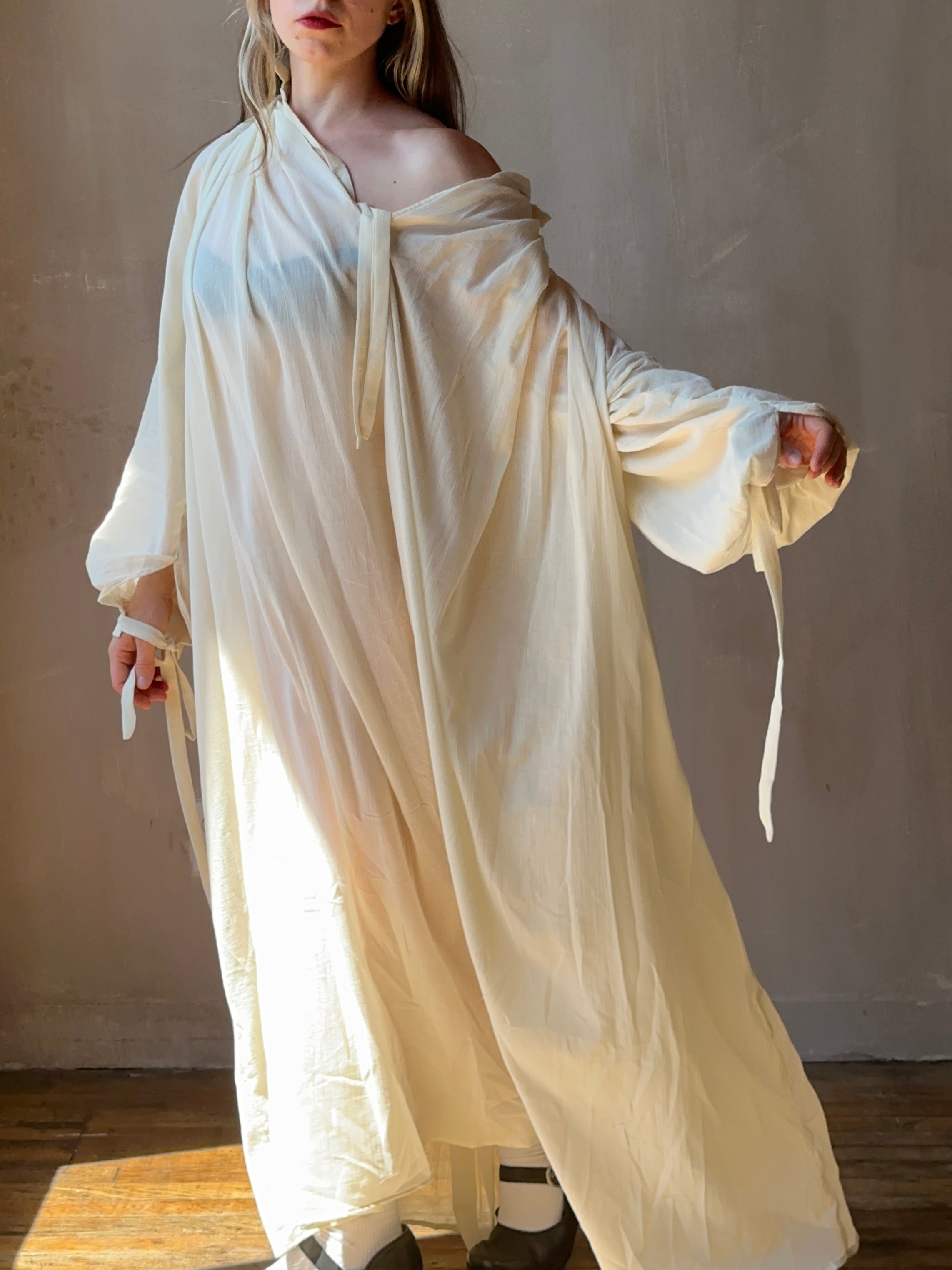 Ultra Maxi Baudelaire Chemise in Parchment Cotton Gauze (Pre-Order)