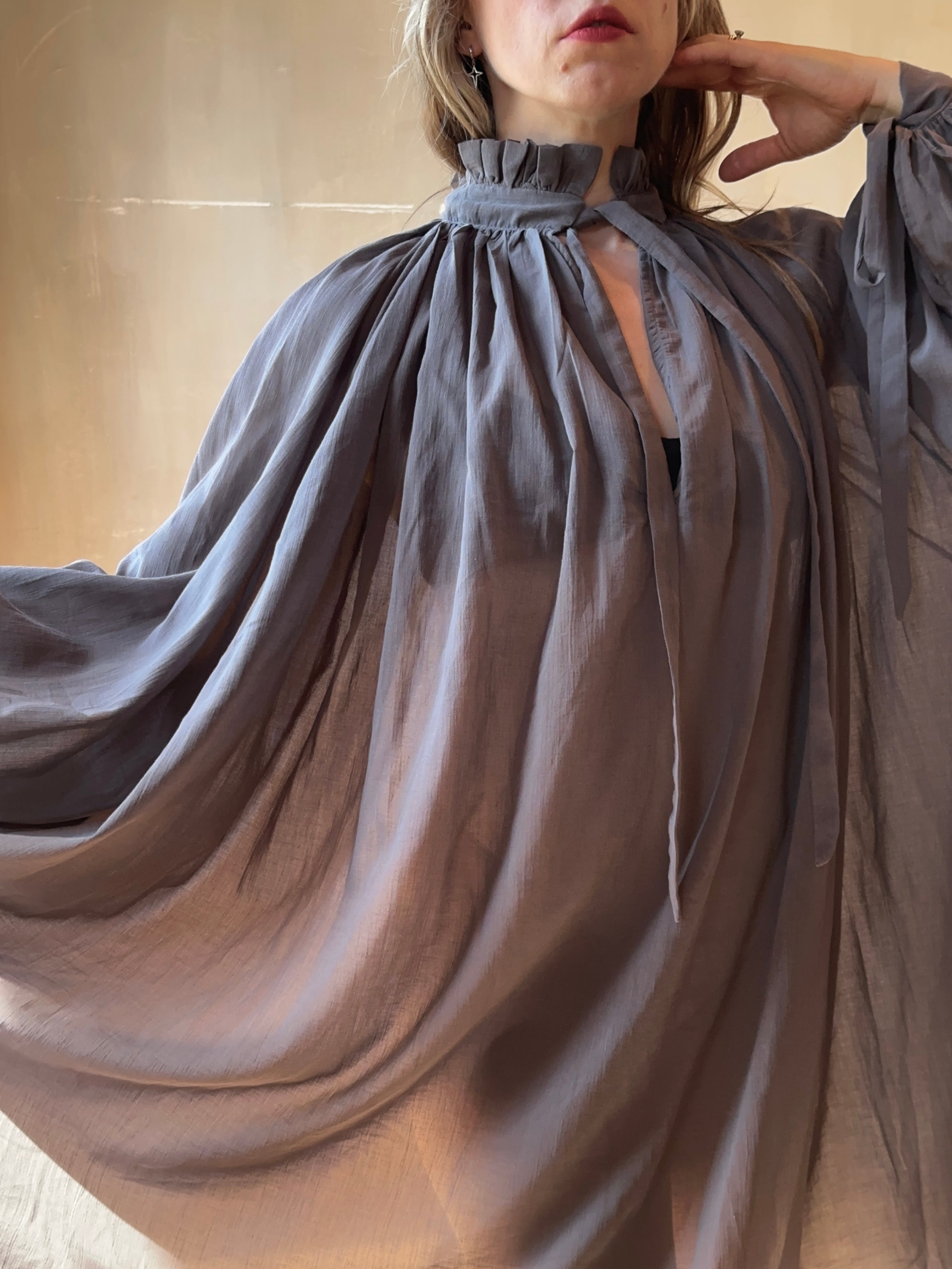 Baudelaire Chemise in Lavender Smoke Cotton Gauze (Pre-Order)