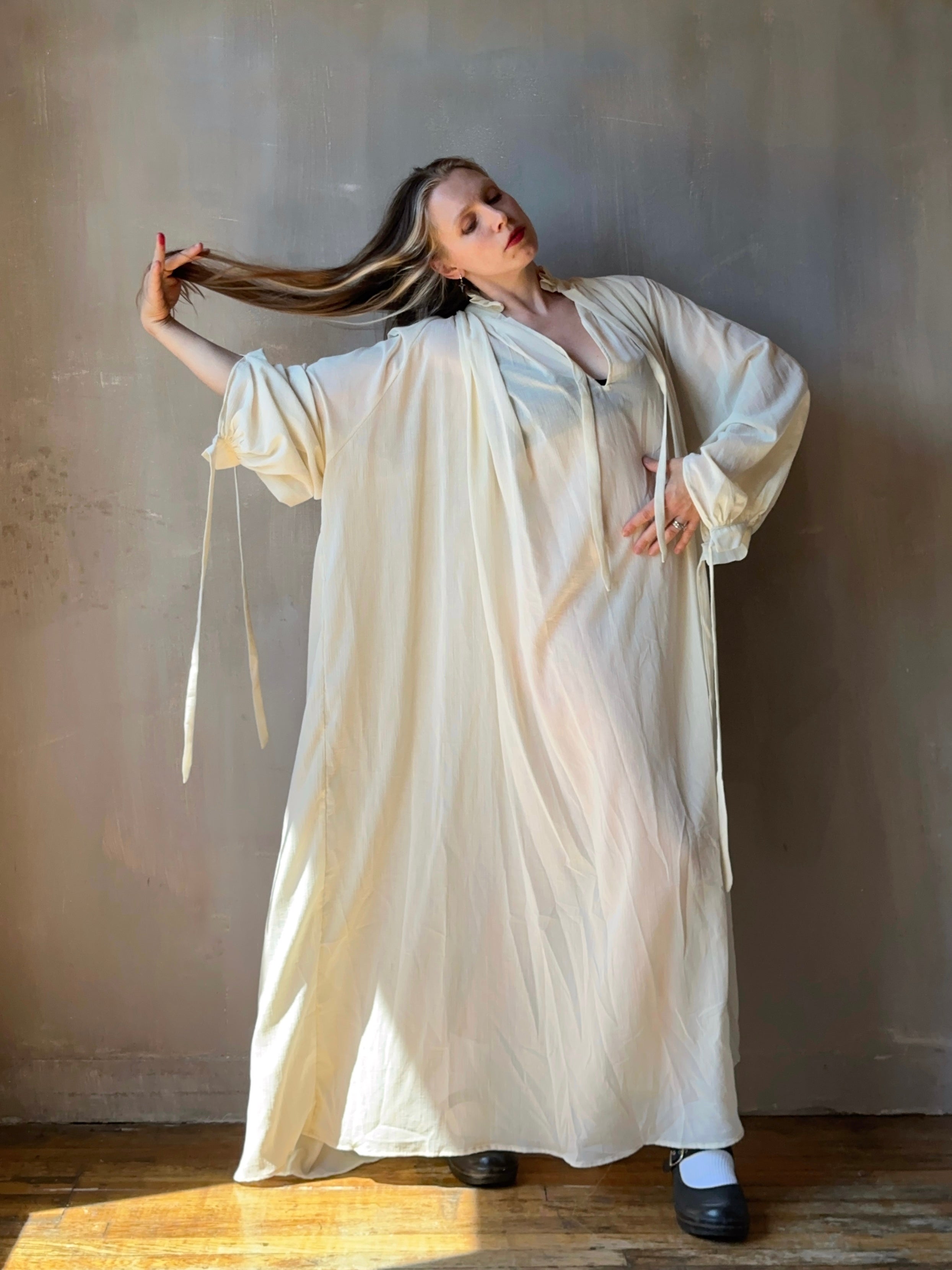Ultra Maxi Baudelaire Chemise in Parchment Cotton Gauze (Pre-Order)