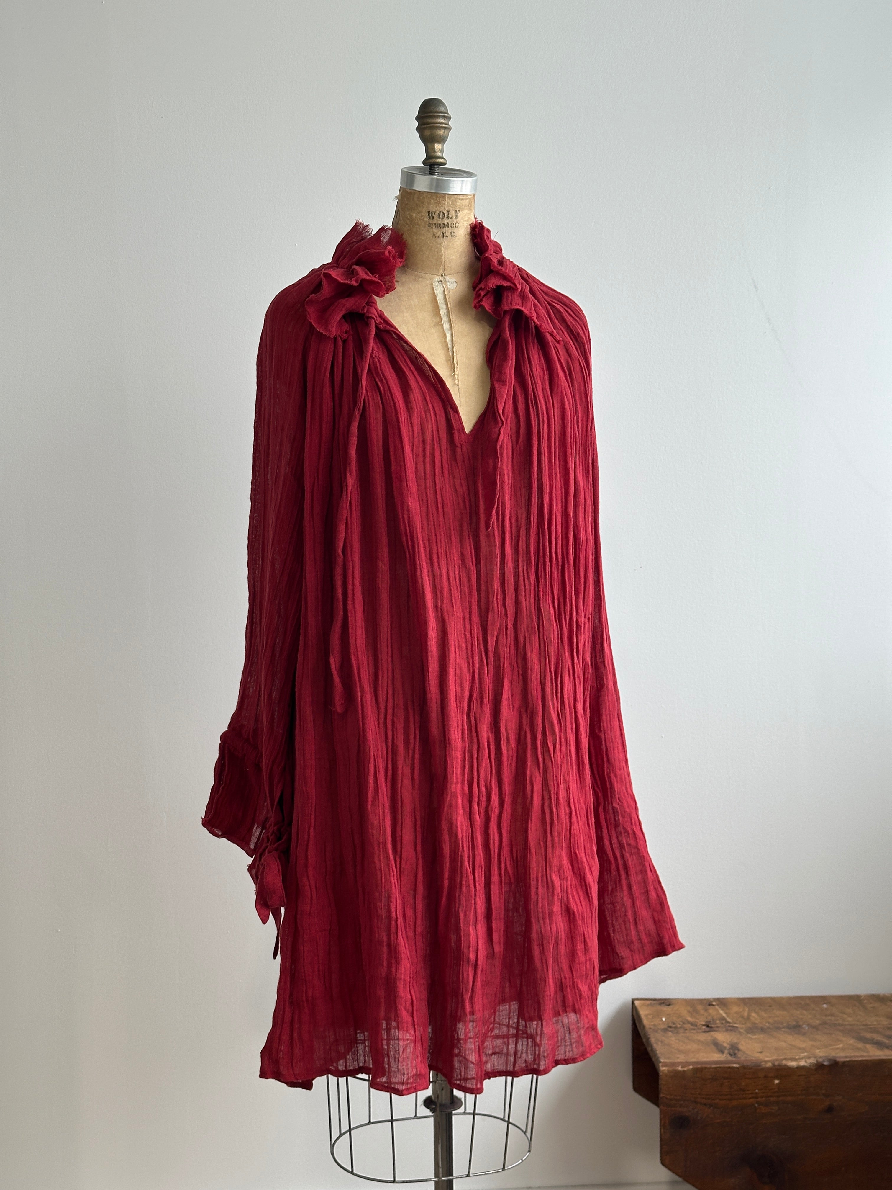 Sample Sale: Maxi Alchemist Chemise in Burnt Red Linen (One Size)