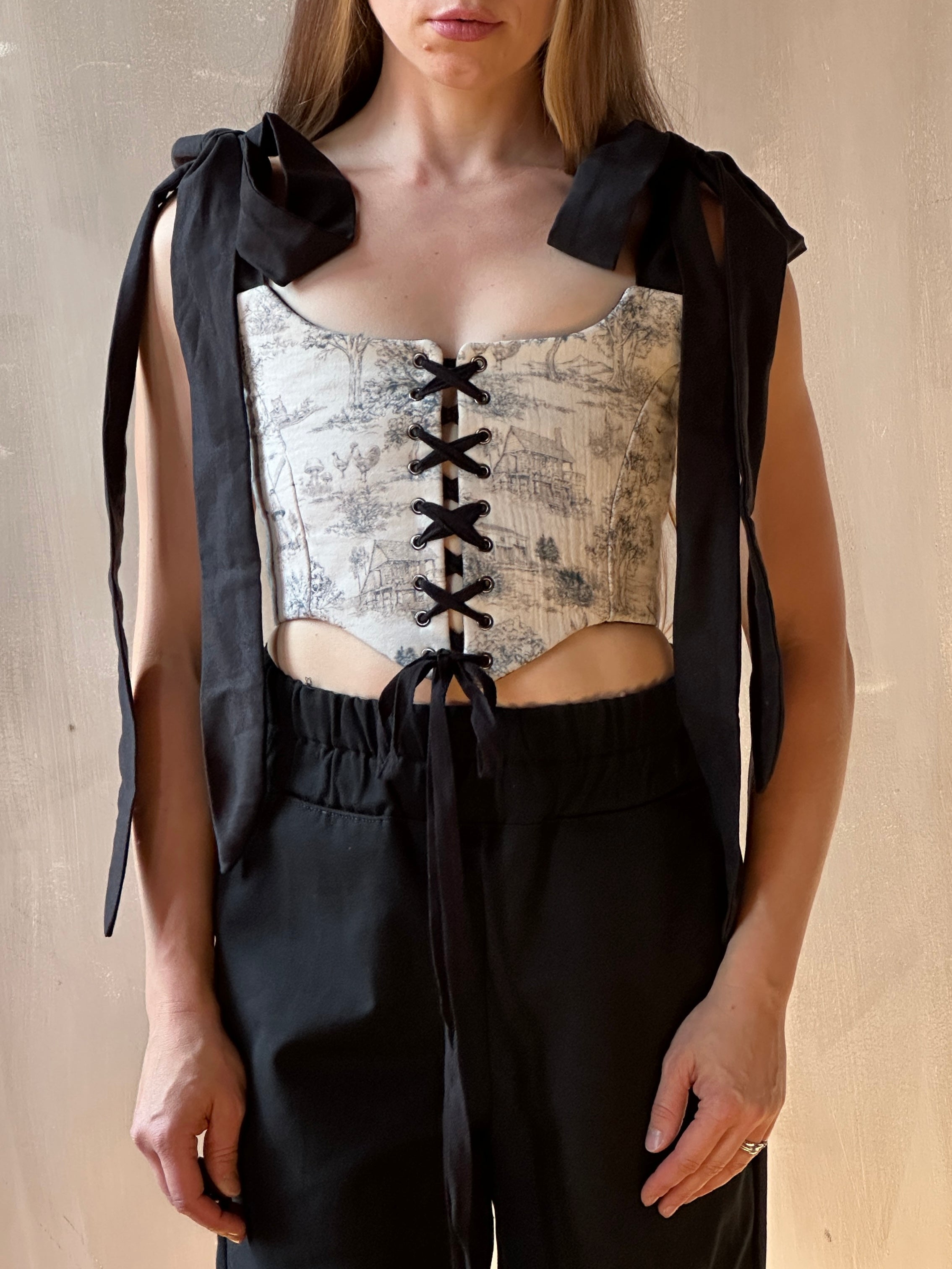 FW25: Corset Vest in Toile de Jouy (Pre-Order)