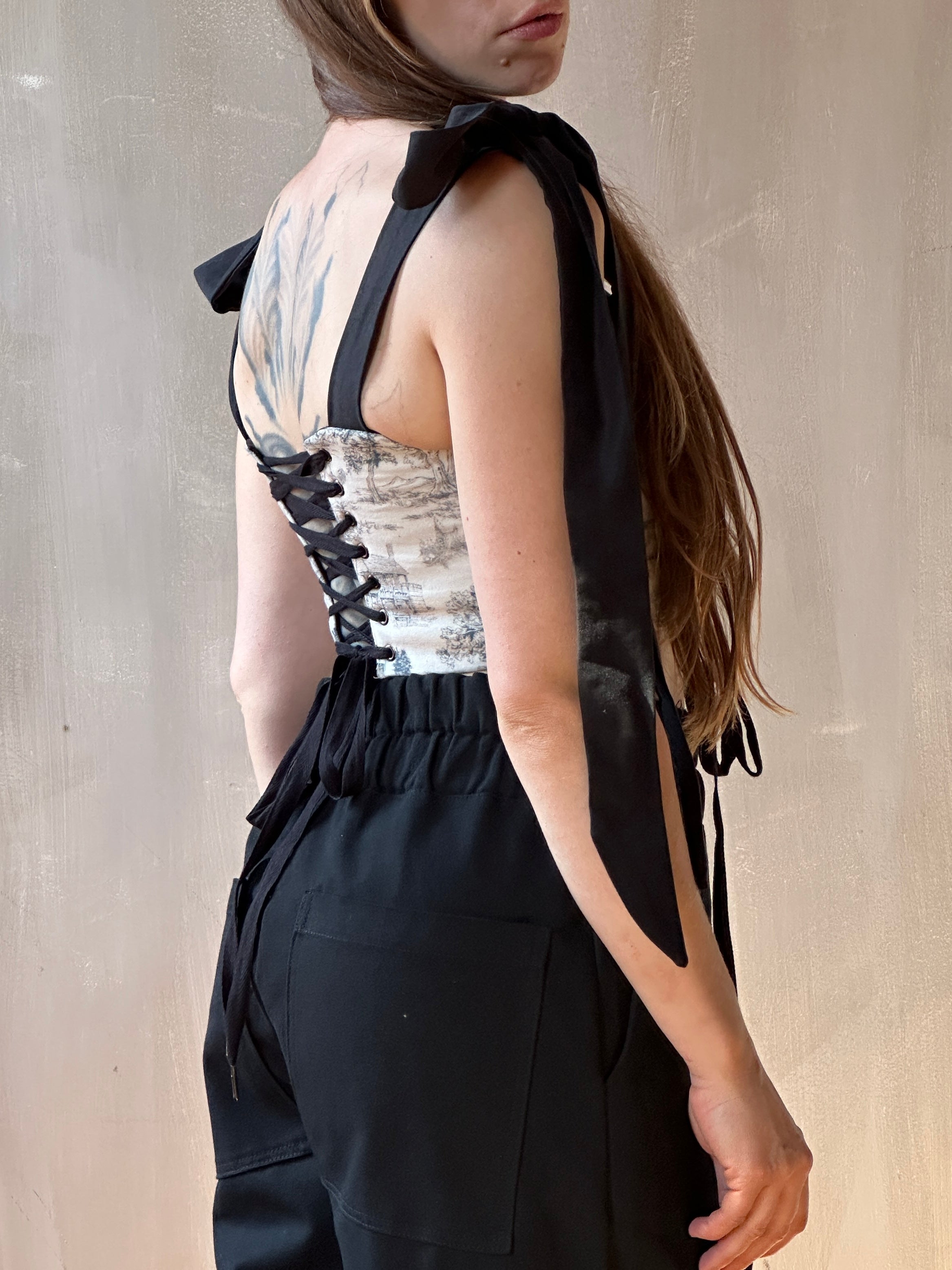 FW25: Corset Vest in Toile de Jouy (Pre-Order)