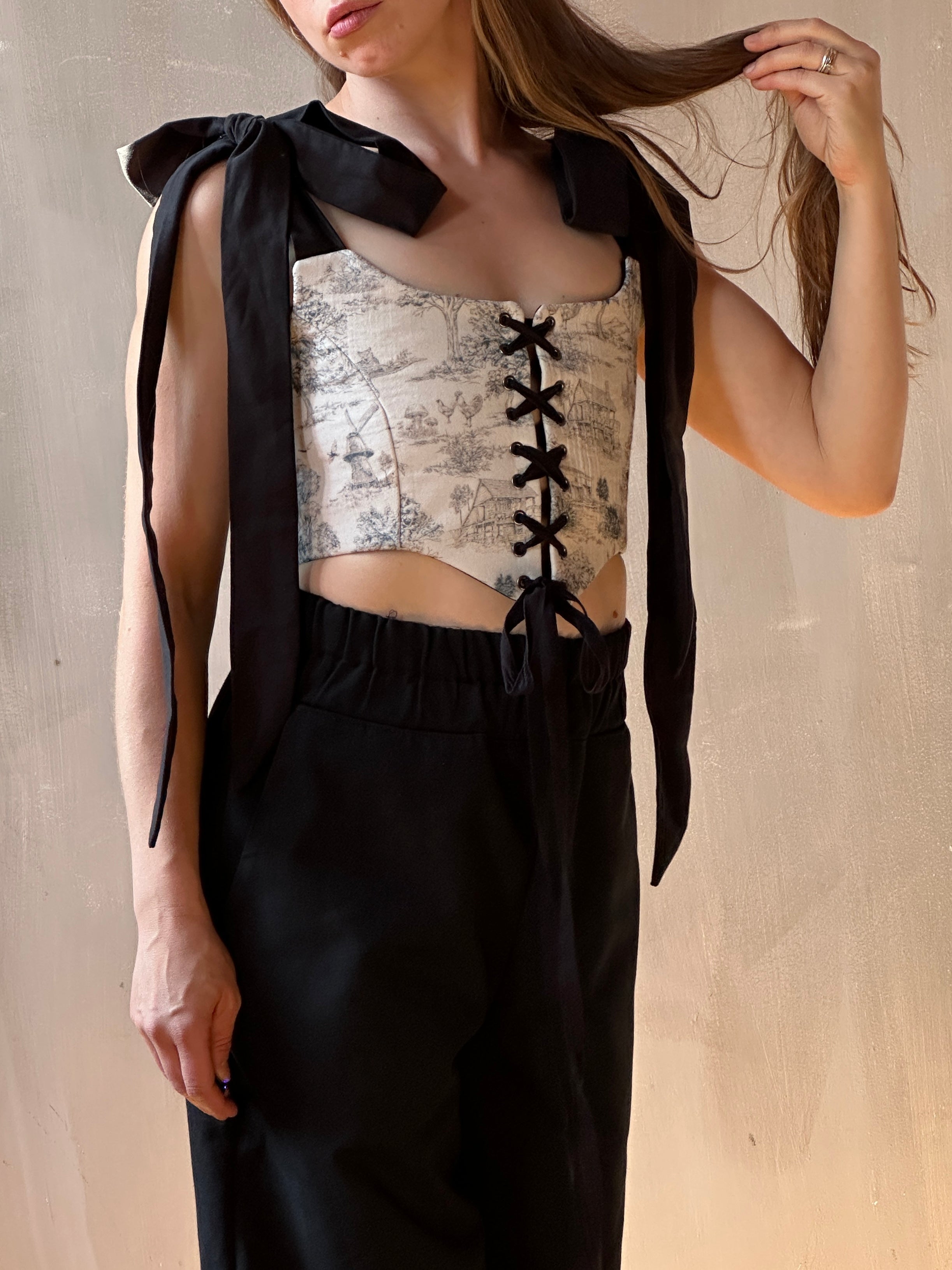FW25: Corset Vest in Toile de Jouy (Pre-Order)