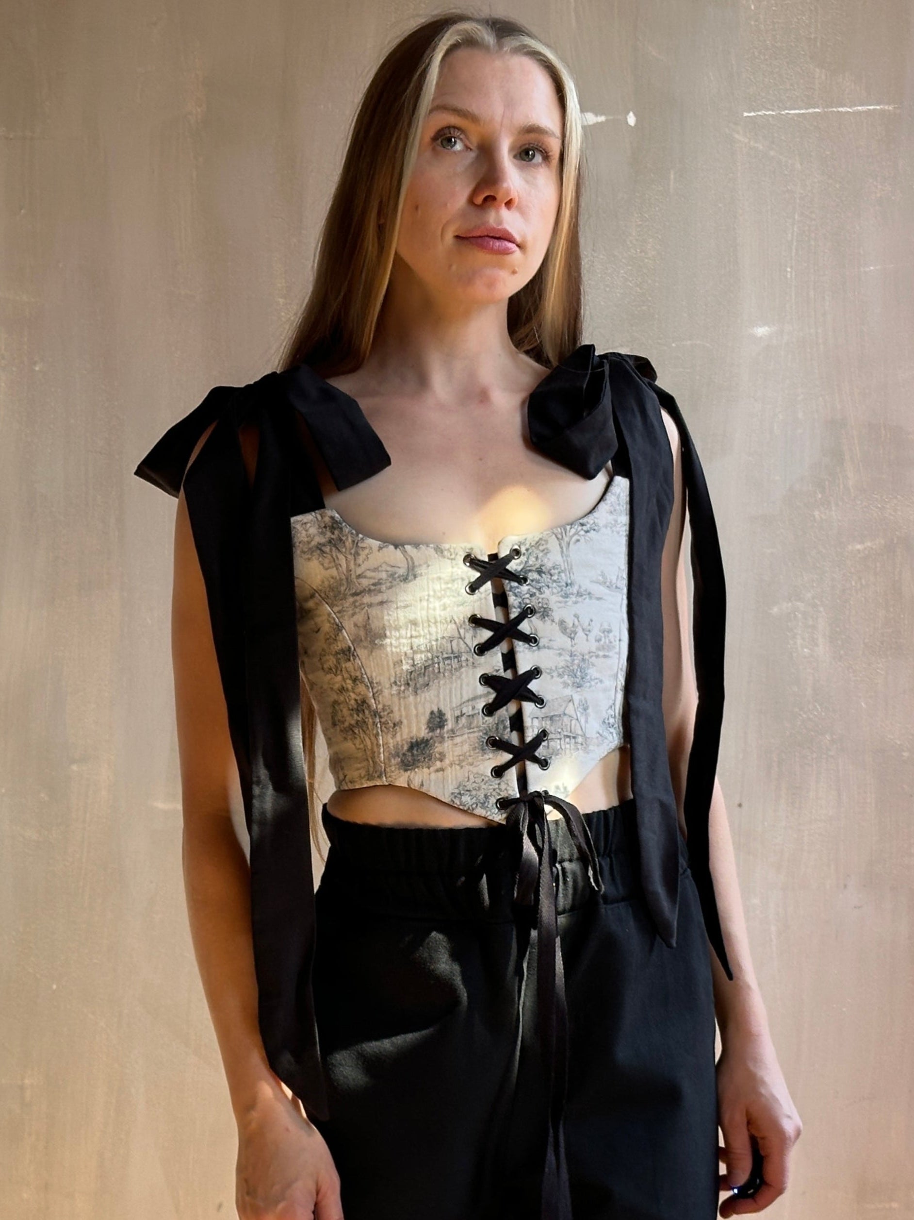 FW25: Corset Vest in Toile de Jouy (Pre-Order)