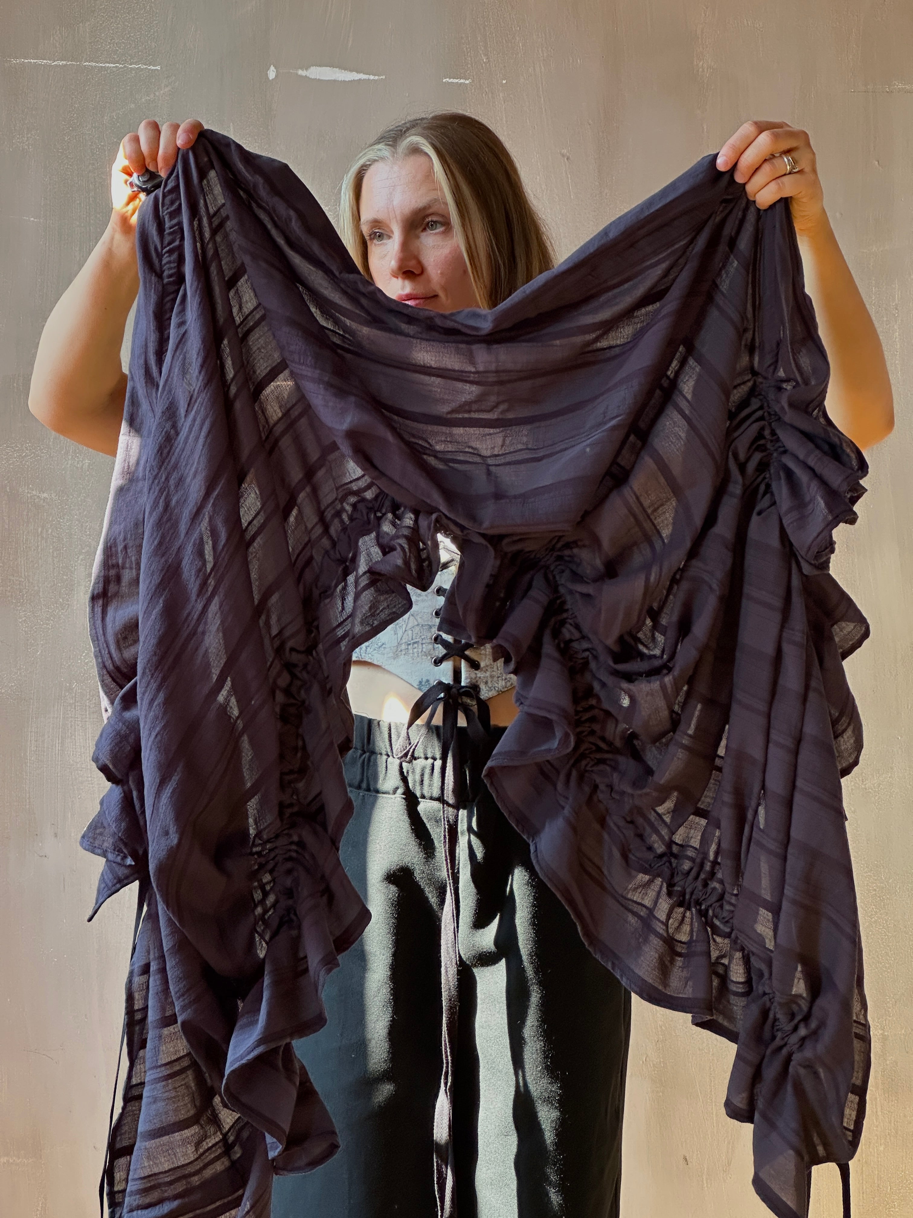 FW25: Drawstring Scarf in Nightshade Jacquard Stripe (Pre-Order)