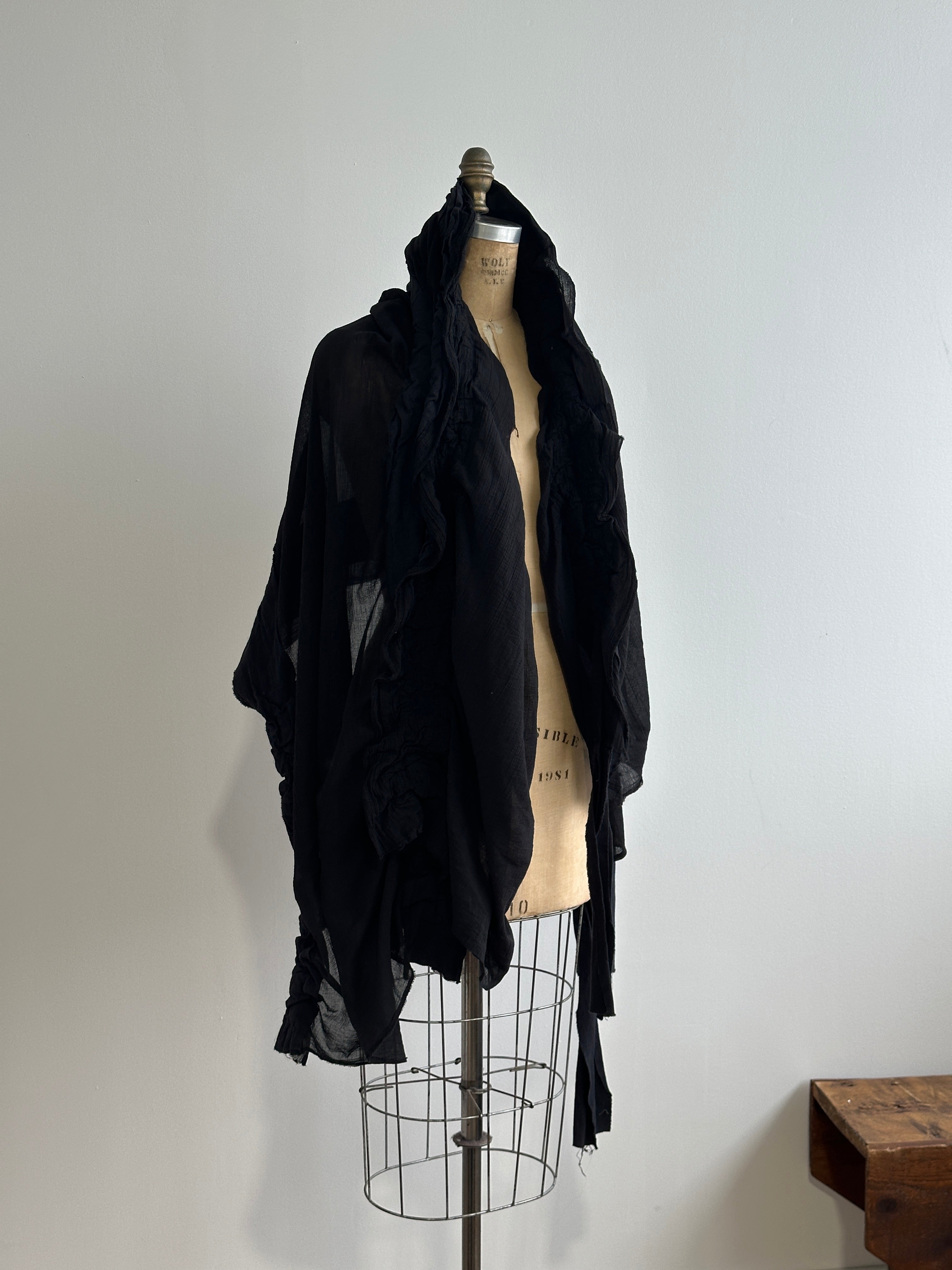 Sample Sale: OOAK Felted Shawl in Wool/Cotton Gauze (One Size)