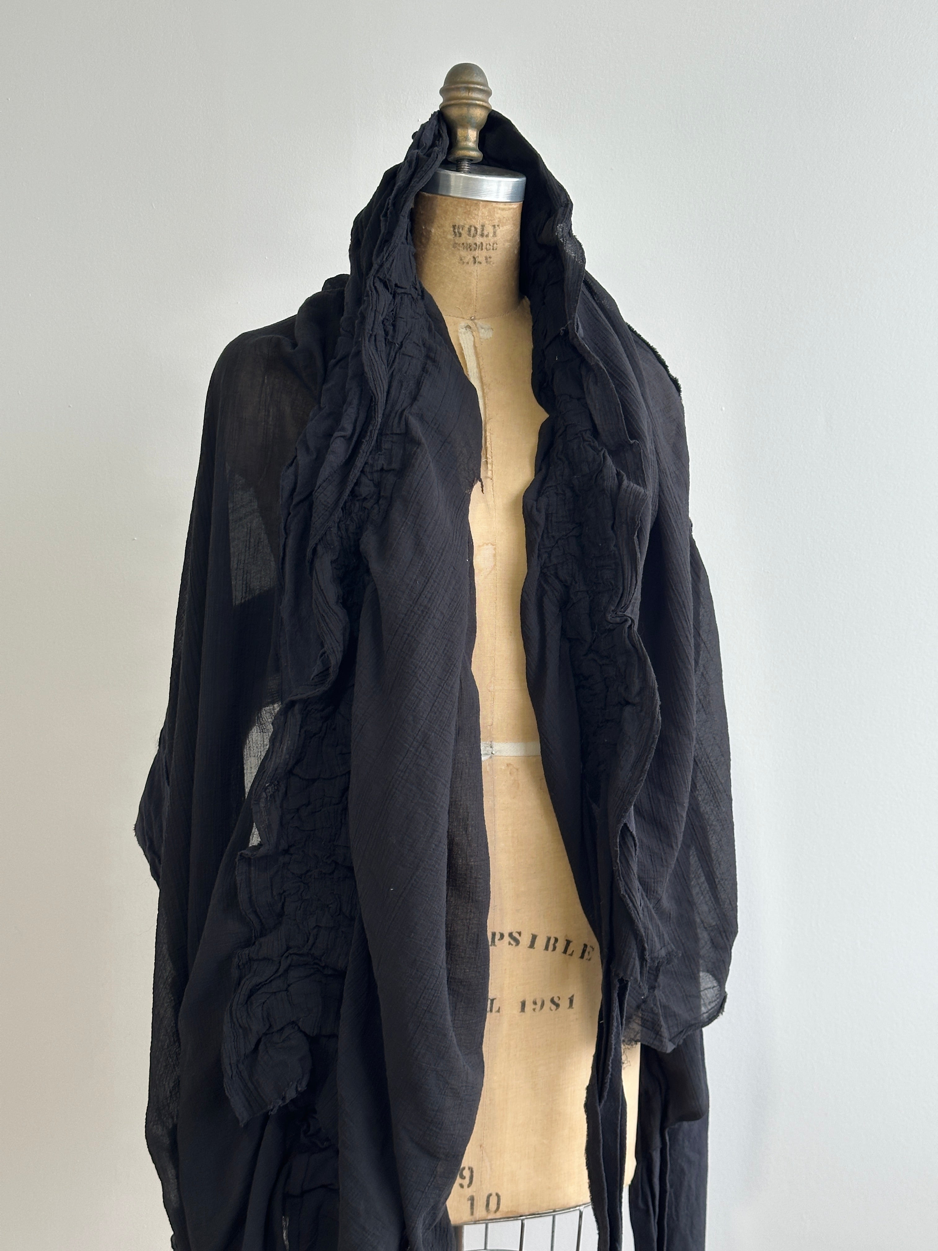 Sample Sale: OOAK Felted Shawl in Wool/Cotton Gauze (One Size)