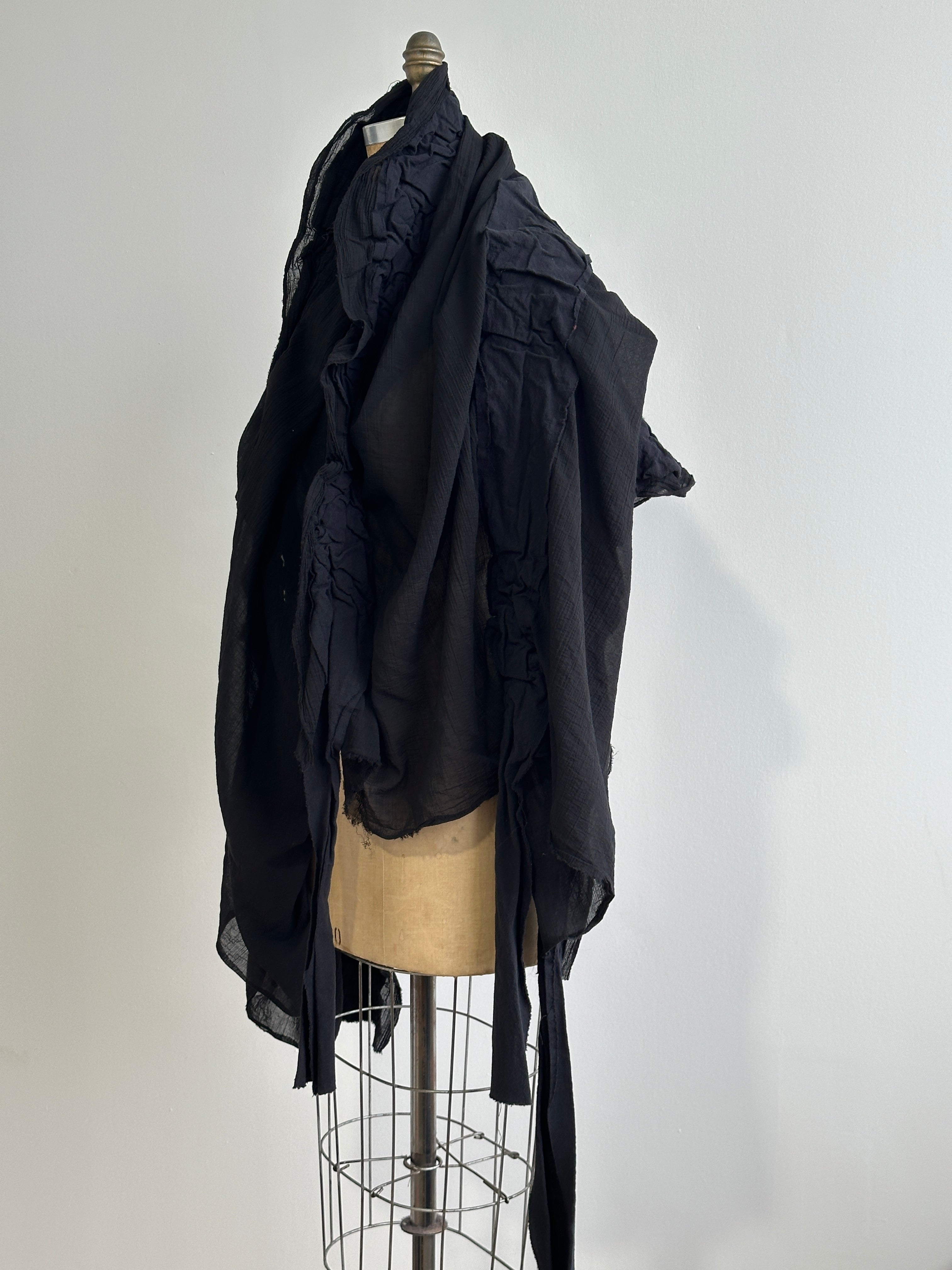 Sample Sale: OOAK Felted Shawl in Wool/Cotton Gauze (One Size)
