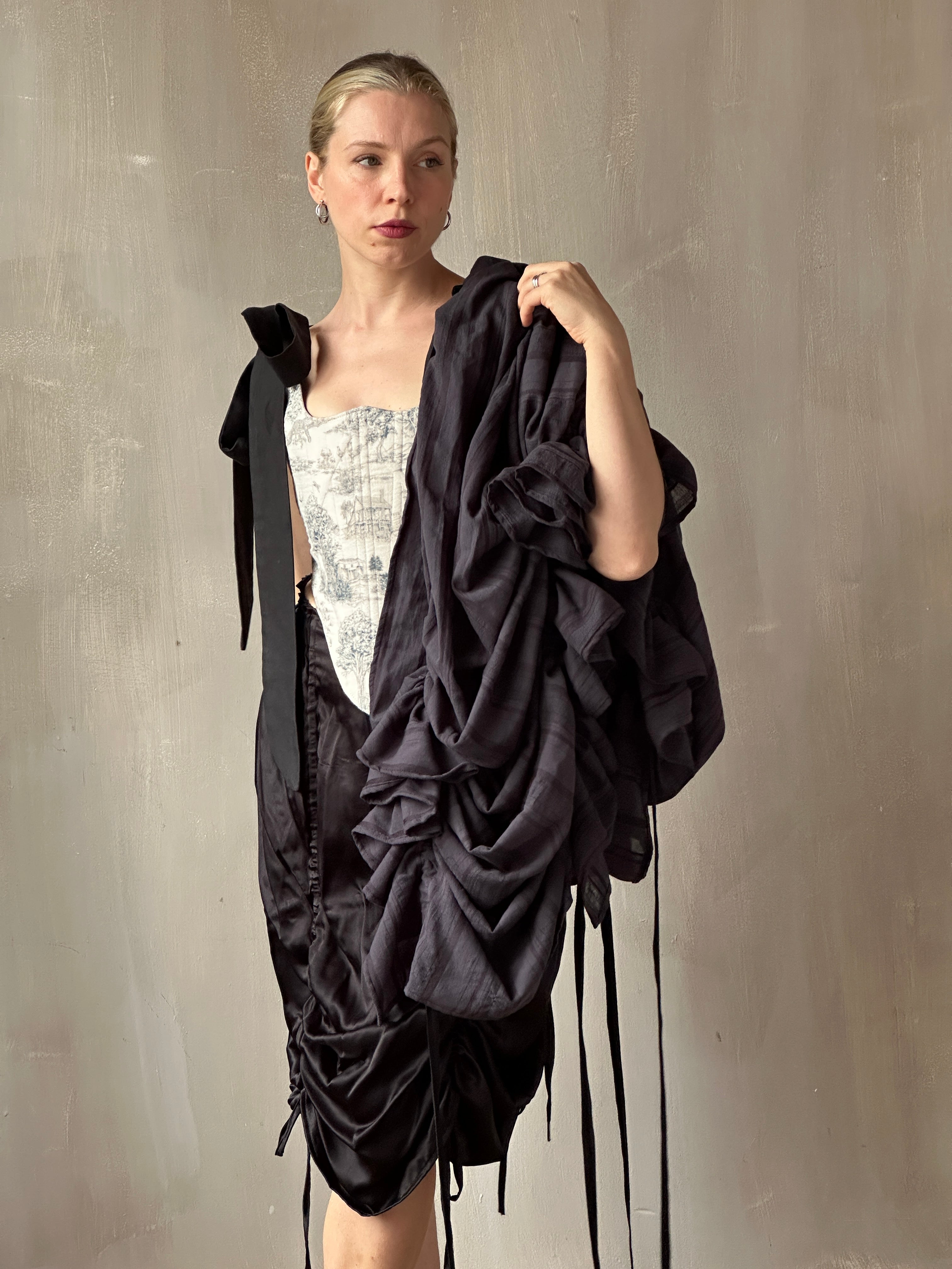 FW25: Drawstring Scarf in Nightshade Jacquard Stripe (Pre-Order)