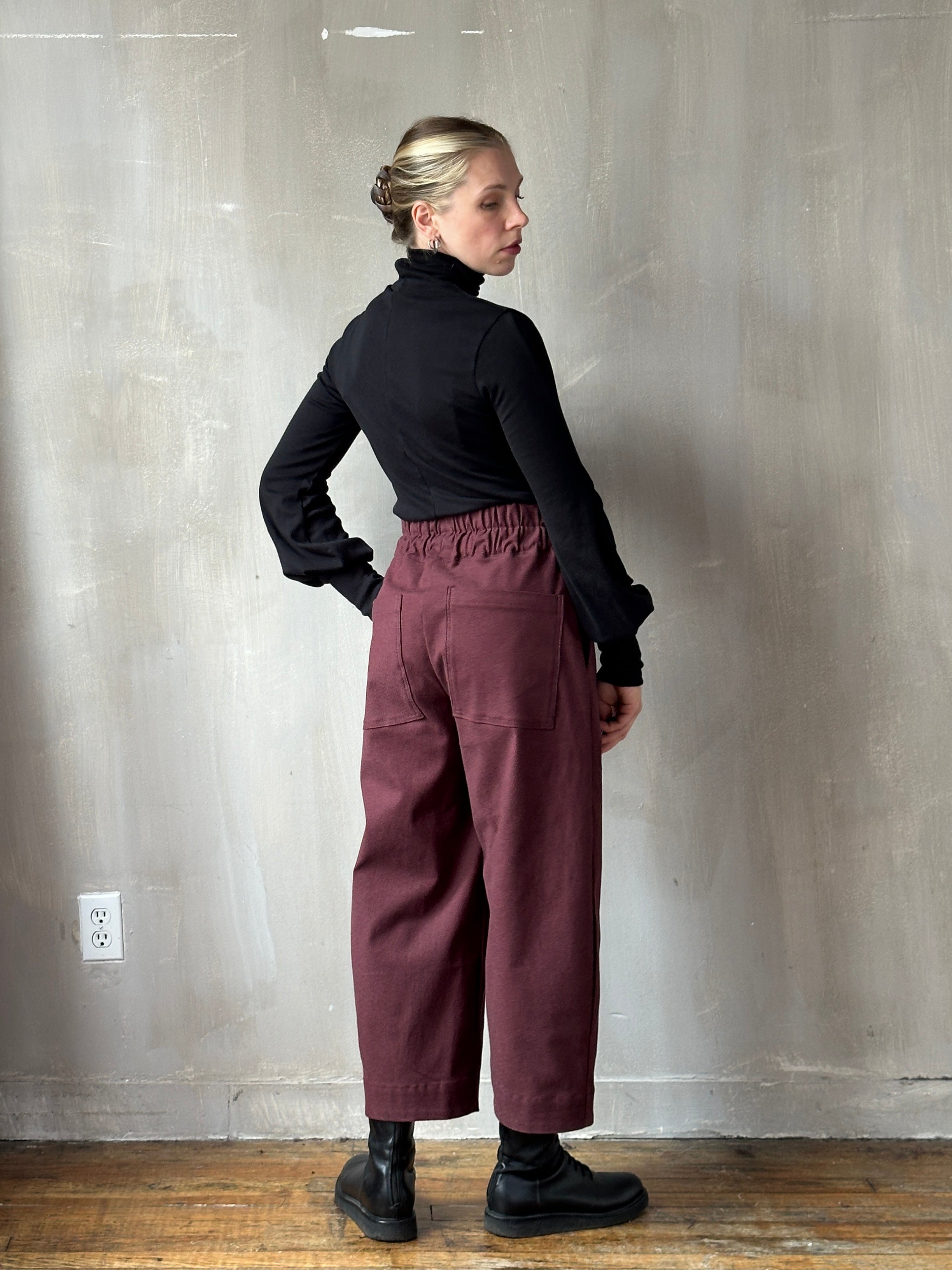 FW25: Double Waistband Barrel Trouser in Vintage Wine (Pre-Order)