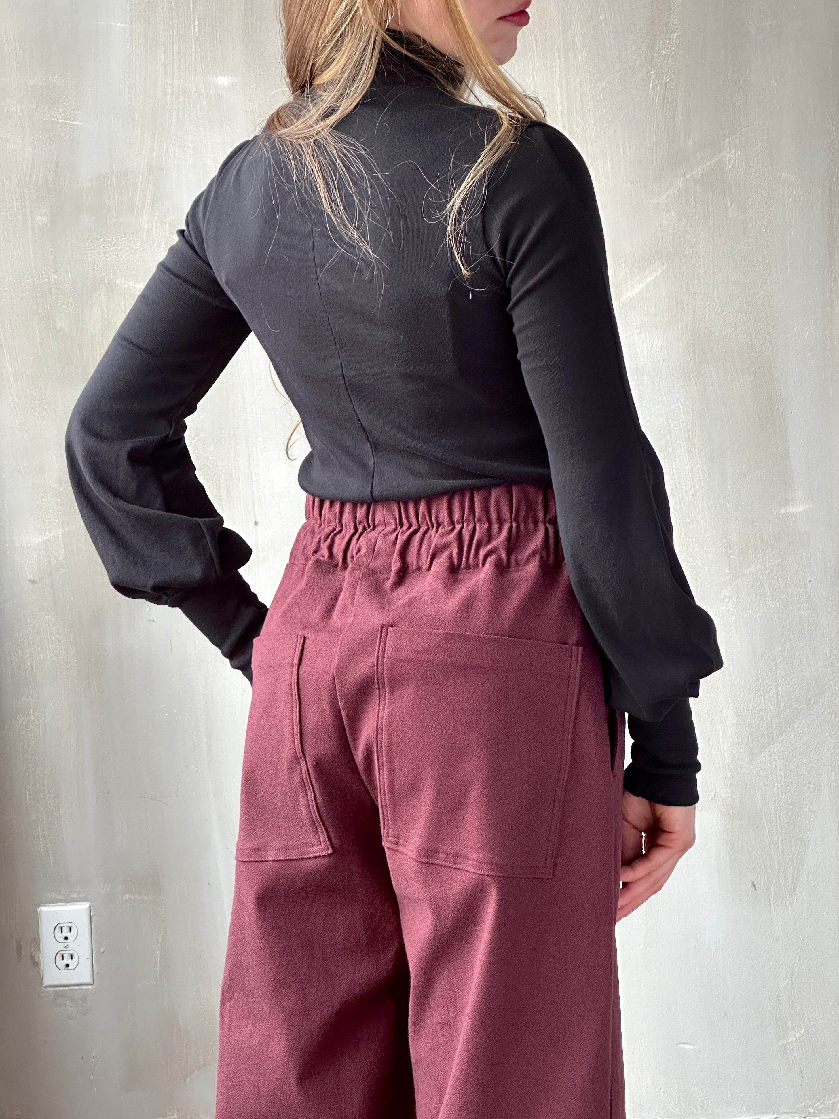 FW25: Double Waistband Barrel Trouser in Vintage Wine (Pre-Order)