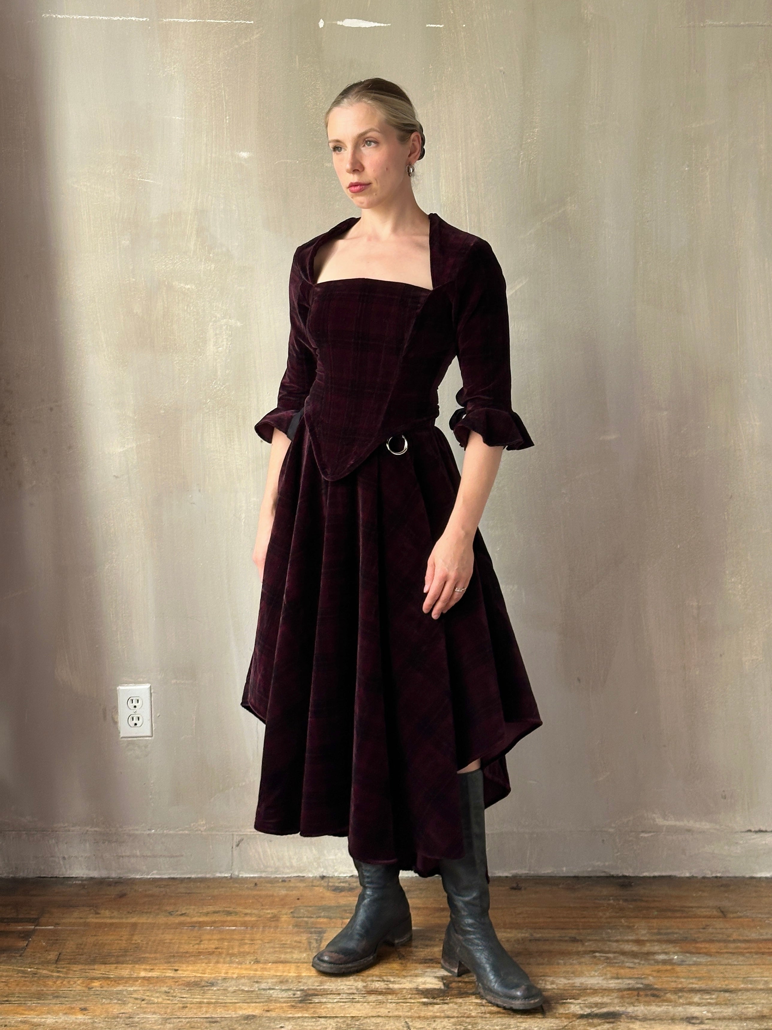 FW25: "Psyche" Pastorale Bodice and Skirt in Wine Tartan (Pre-Order)