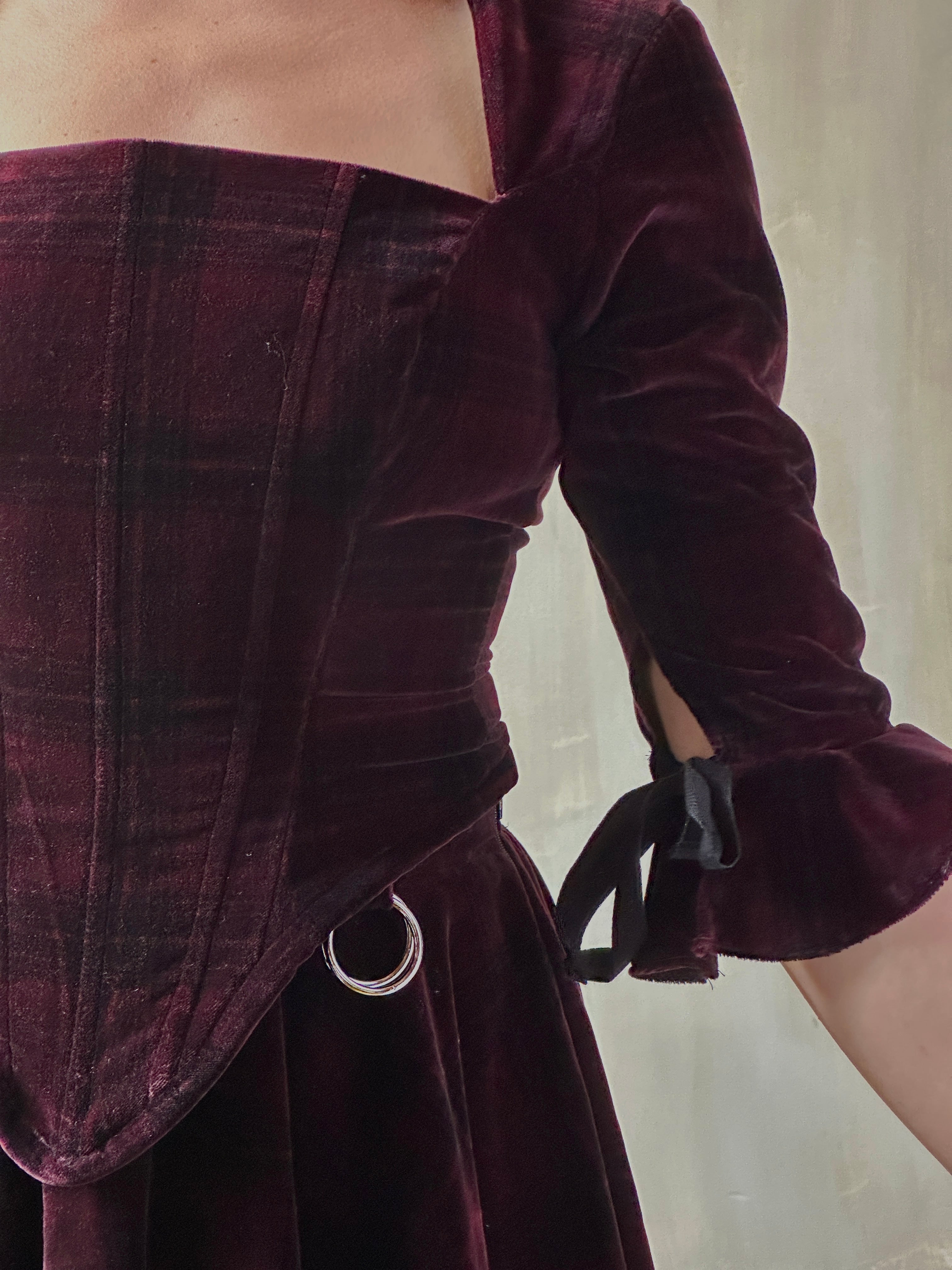 FW25: "Psyche" Pastorale Bodice and Skirt in Wine Tartan (Pre-Order)