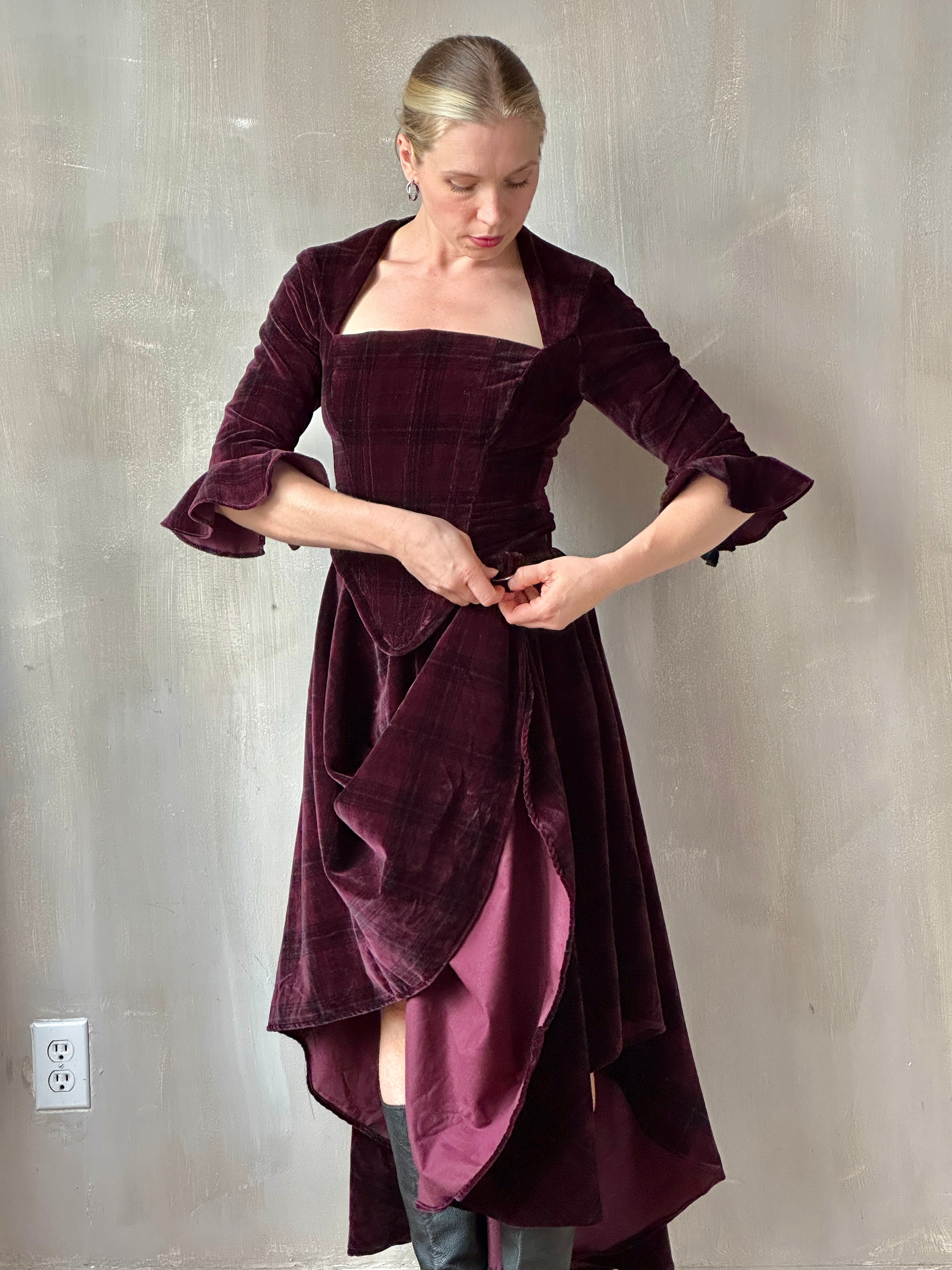 FW25: "Psyche" Pastorale Bodice and Skirt in Wine Tartan (Pre-Order)