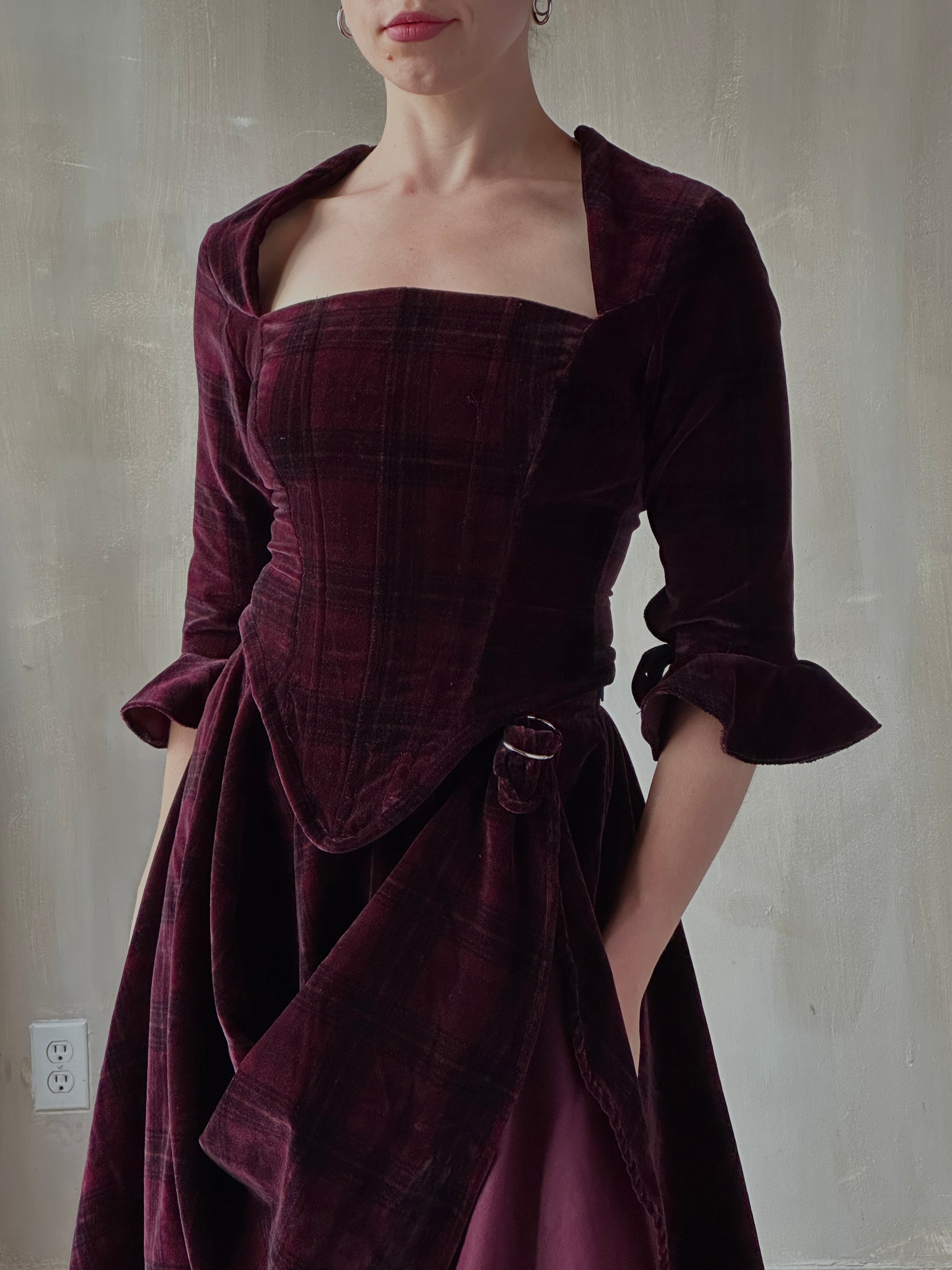 FW25: "Psyche" Pastorale Bodice and Skirt in Wine Tartan (Pre-Order)