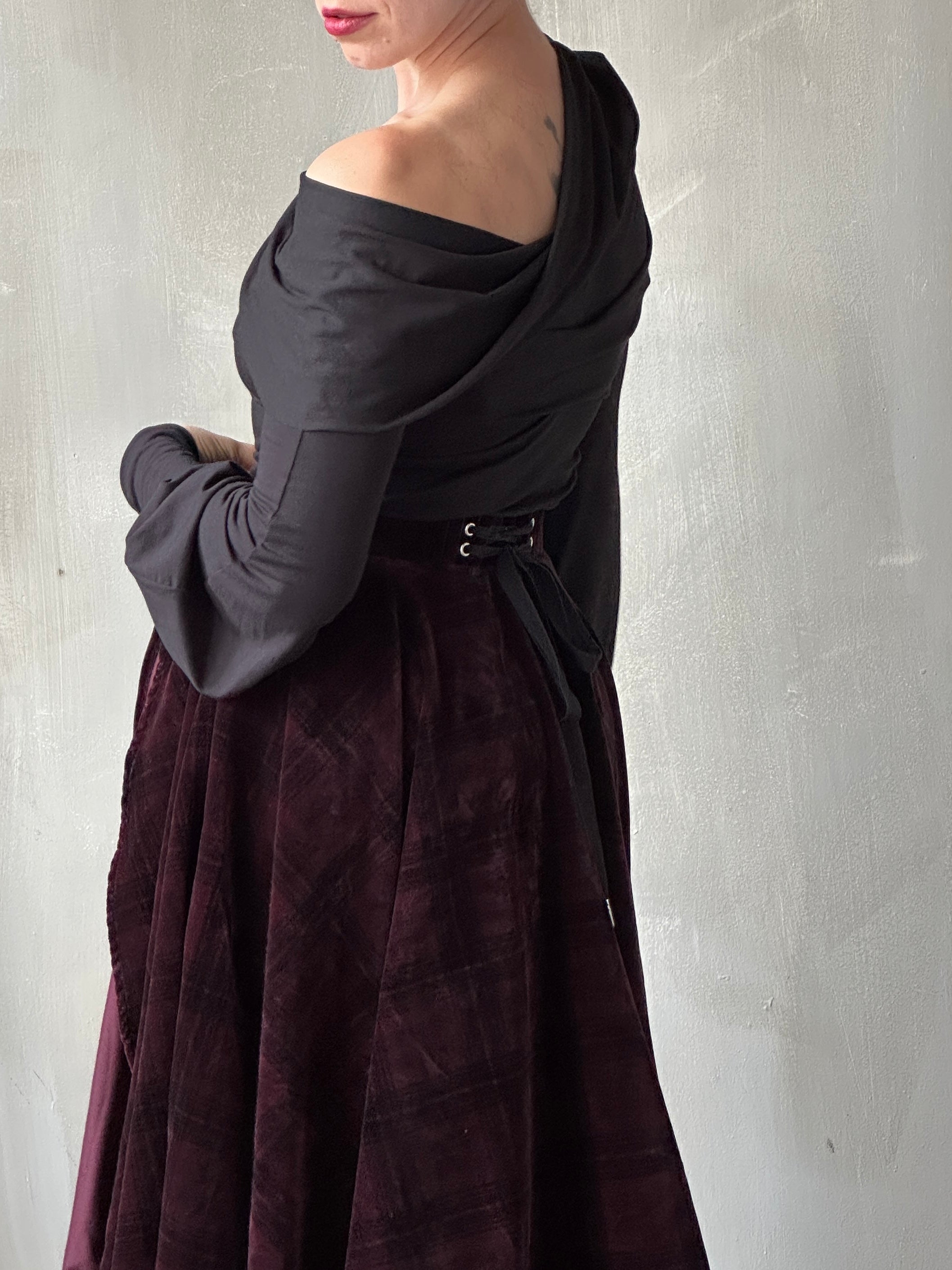 FW25: "Psyche" Pastorale Bodice and Skirt in Wine Tartan (Pre-Order)