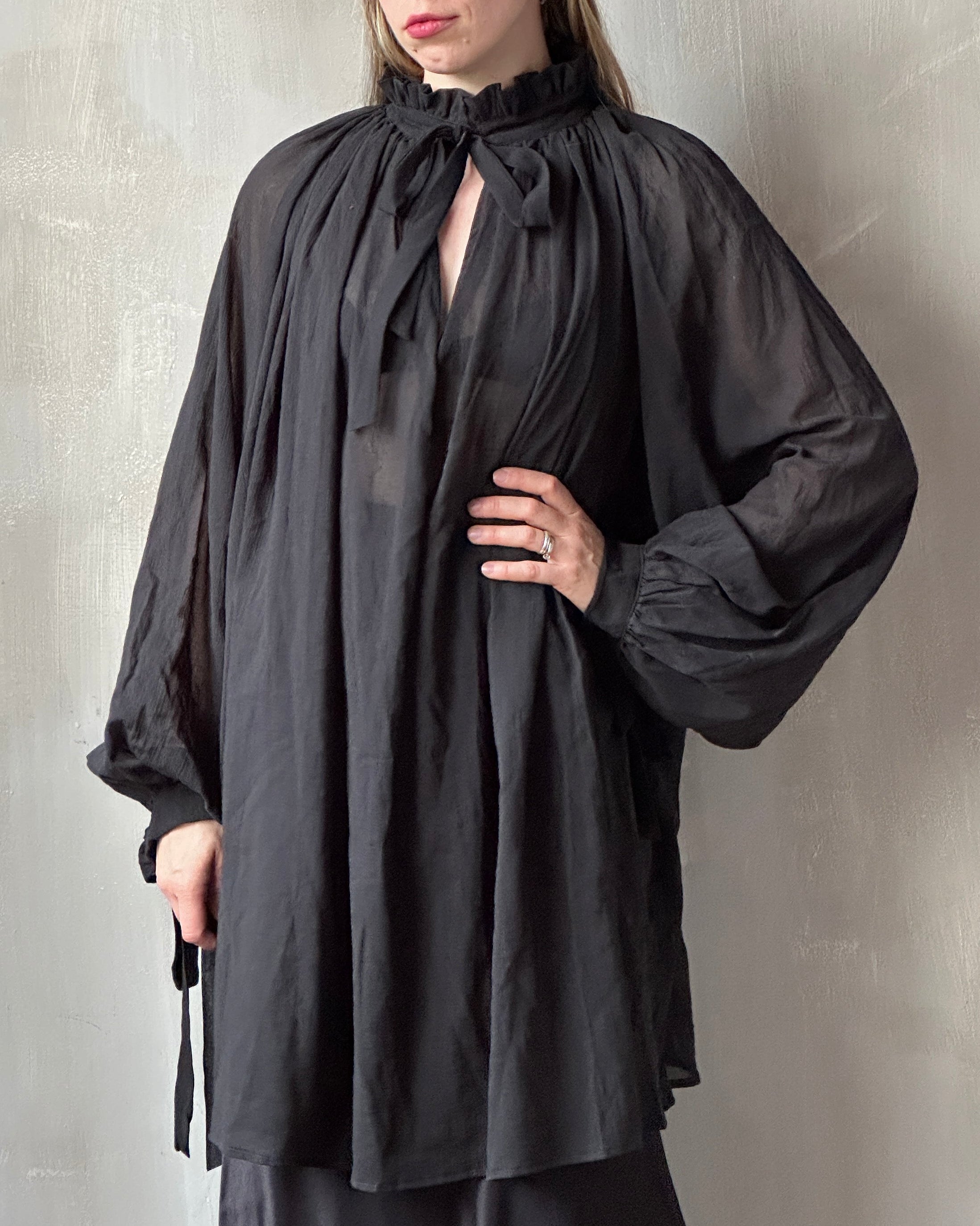 Baudelaire Chemise in Black Cotton Gauze (Pre-Order)