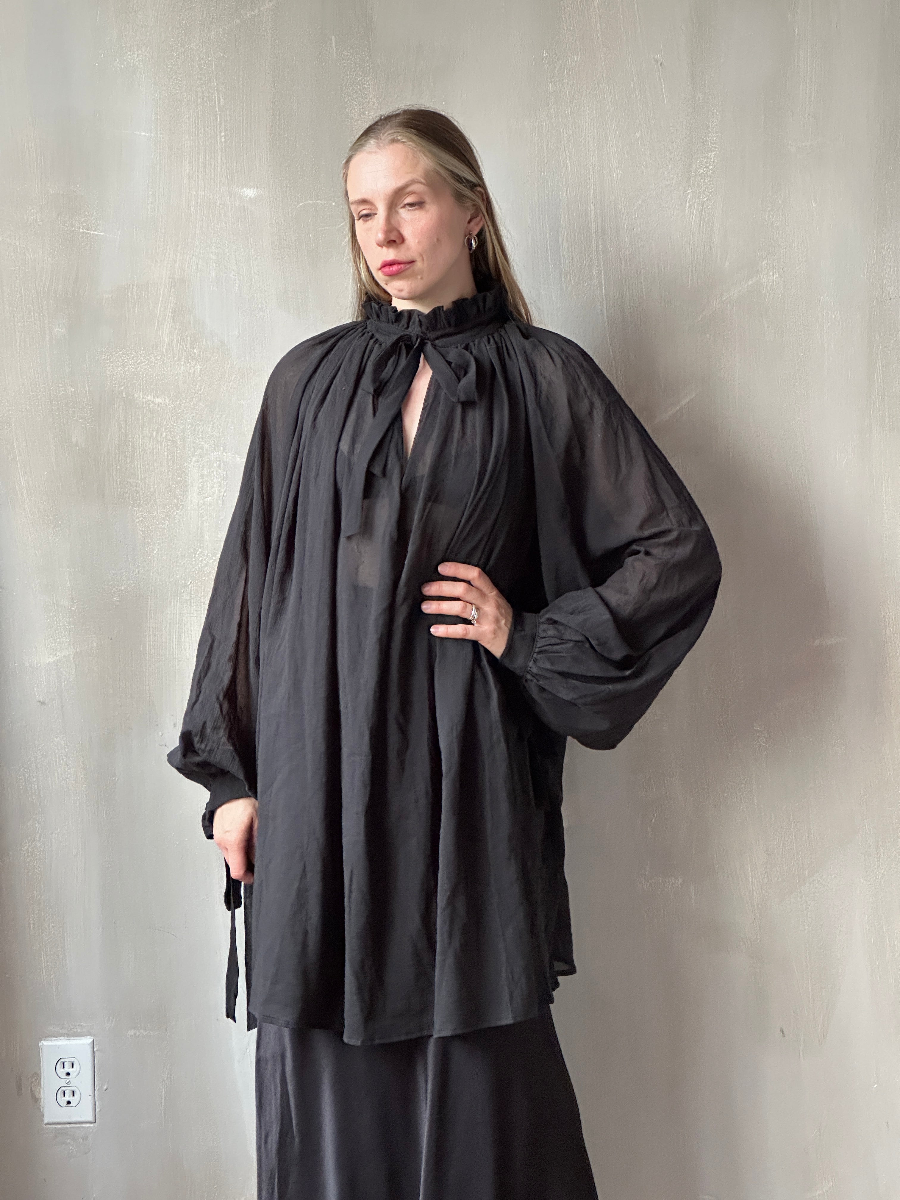 FW25: Baudelaire Chemise in Black Cotton Voile (Pre-Order)