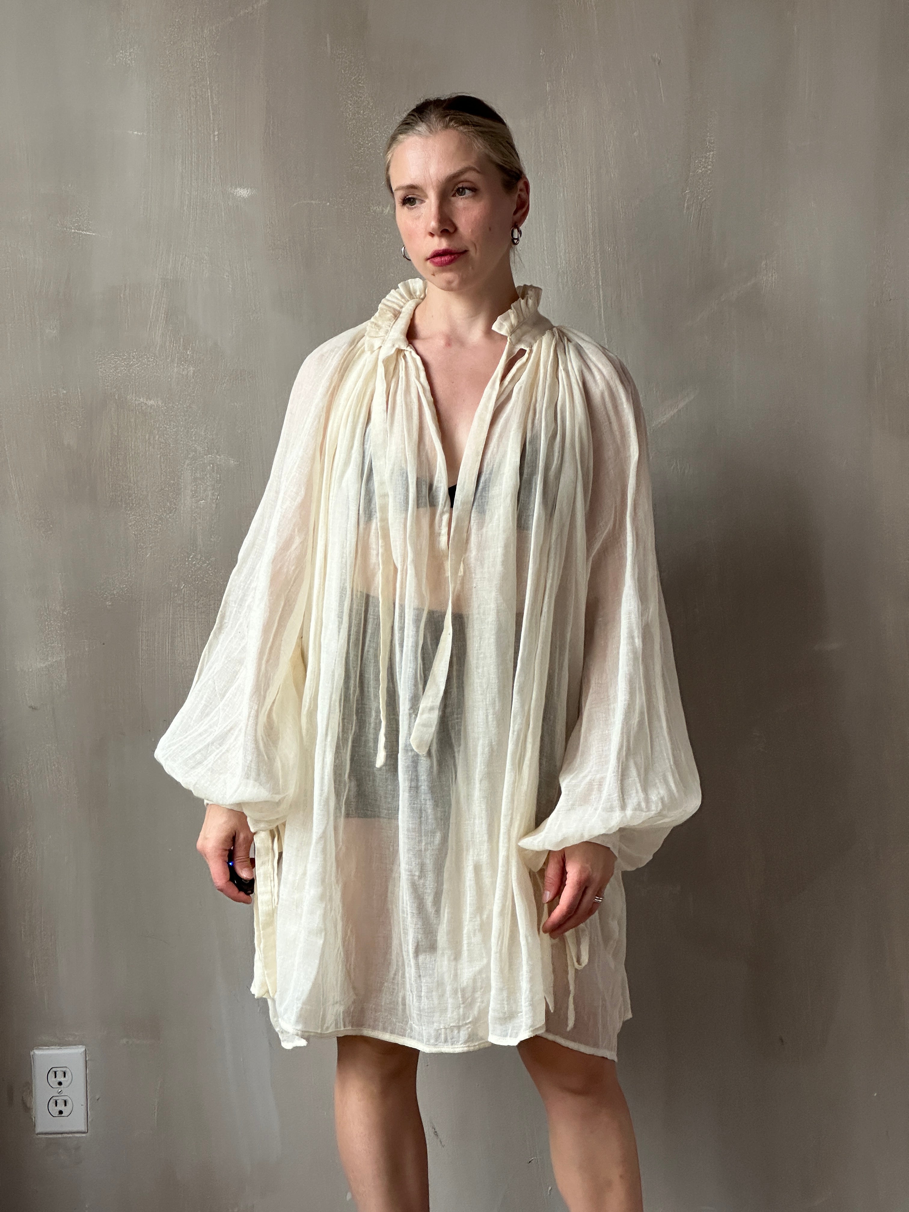 FW25: Baudelaire Chemise in Ivory Cotton Cheesecloth (Pre-Order)