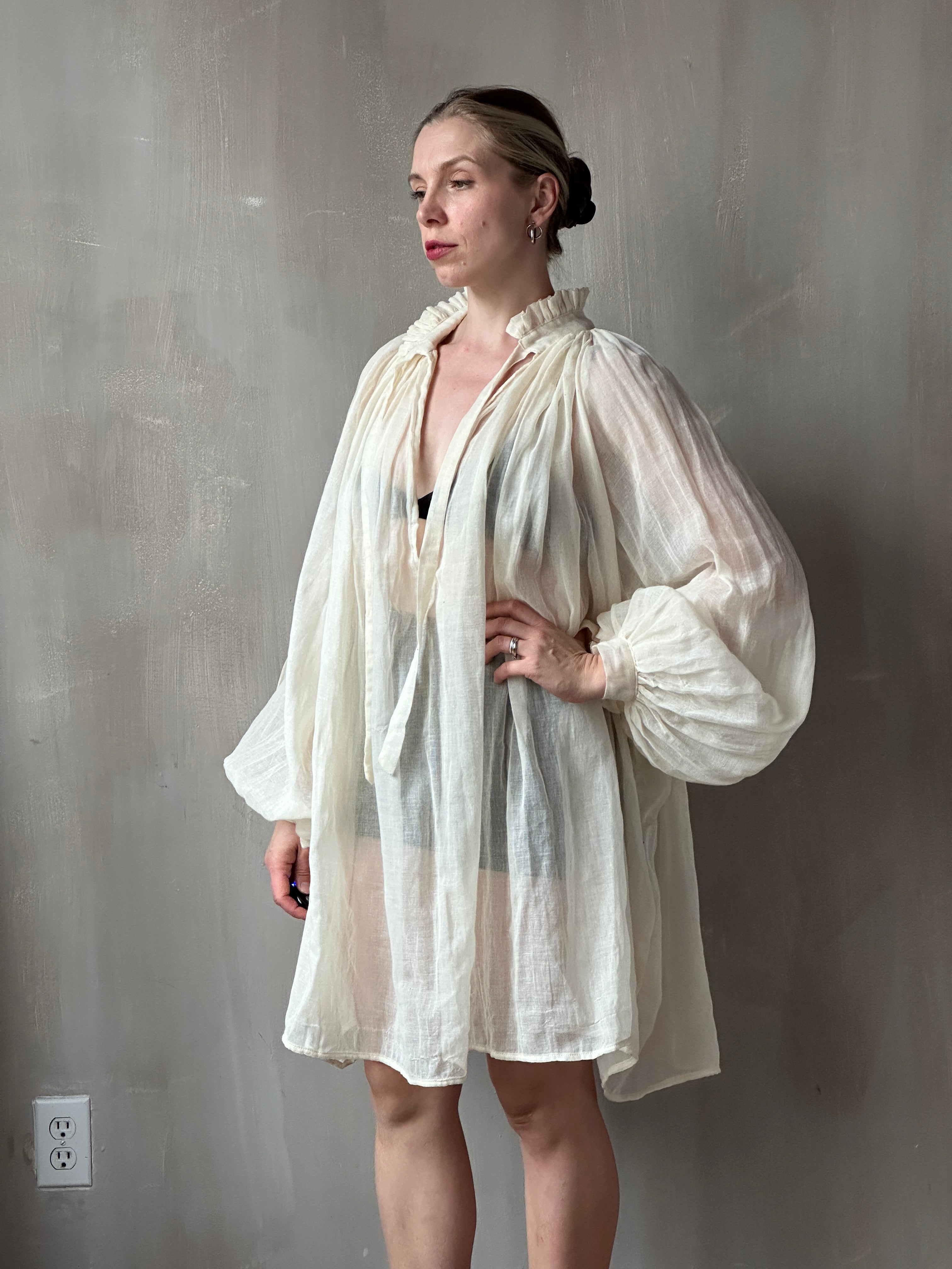 FW25: Baudelaire Chemise in Ivory Cotton Cheesecloth (Pre-Order)