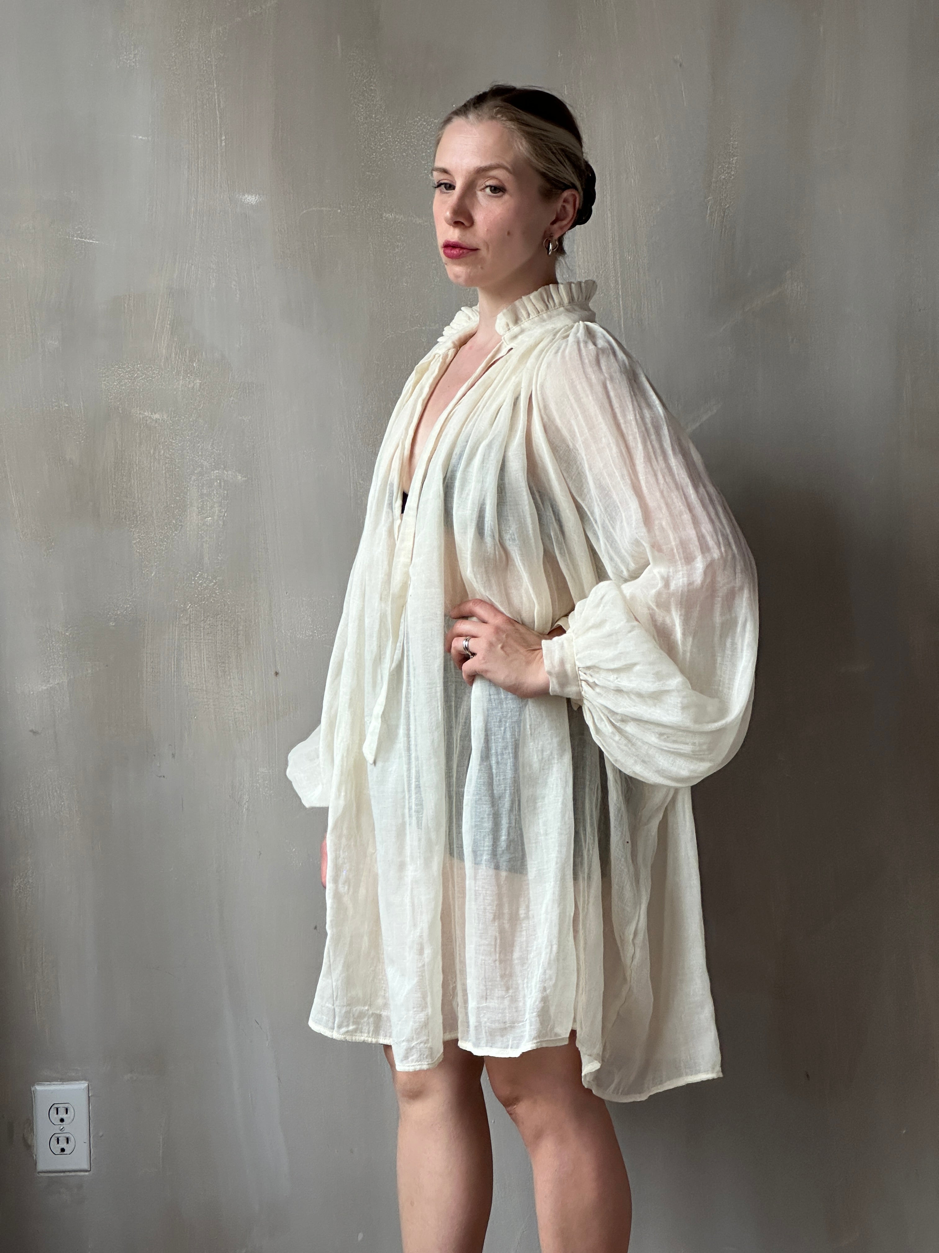 FW25: Baudelaire Chemise in Ivory Cotton Cheesecloth (Pre-Order)